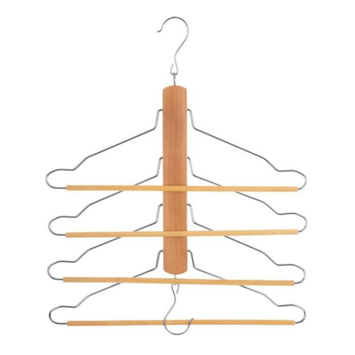 FIVE Cintre en Bois 4 Chemises & Pantalons  2 Positions  44cm Naturel