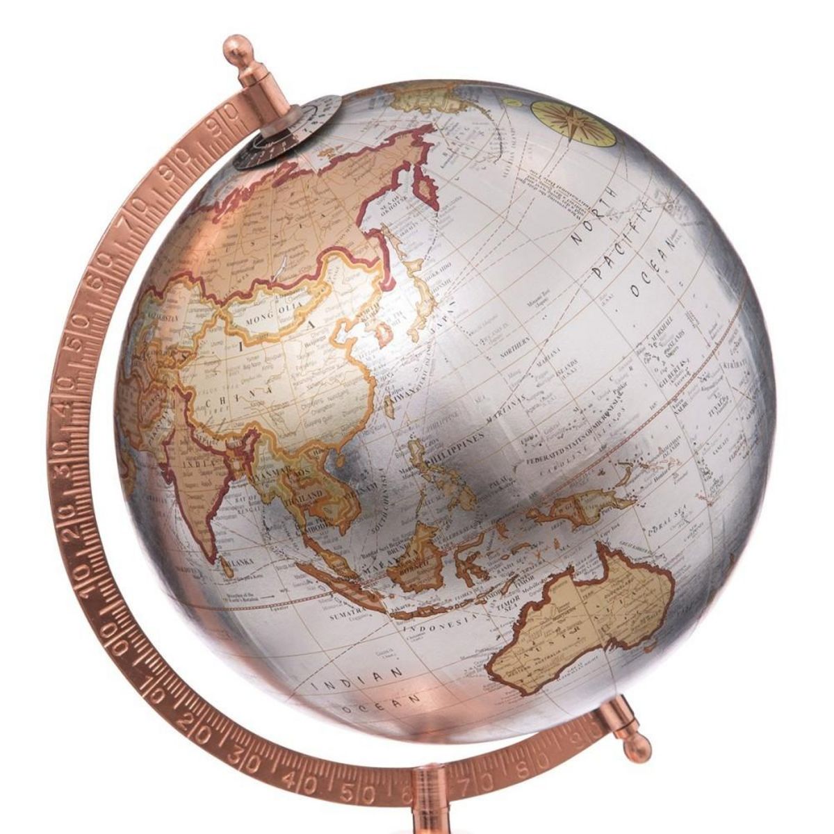 ATMOSPHERA Globe terrestre rose or H33 cm