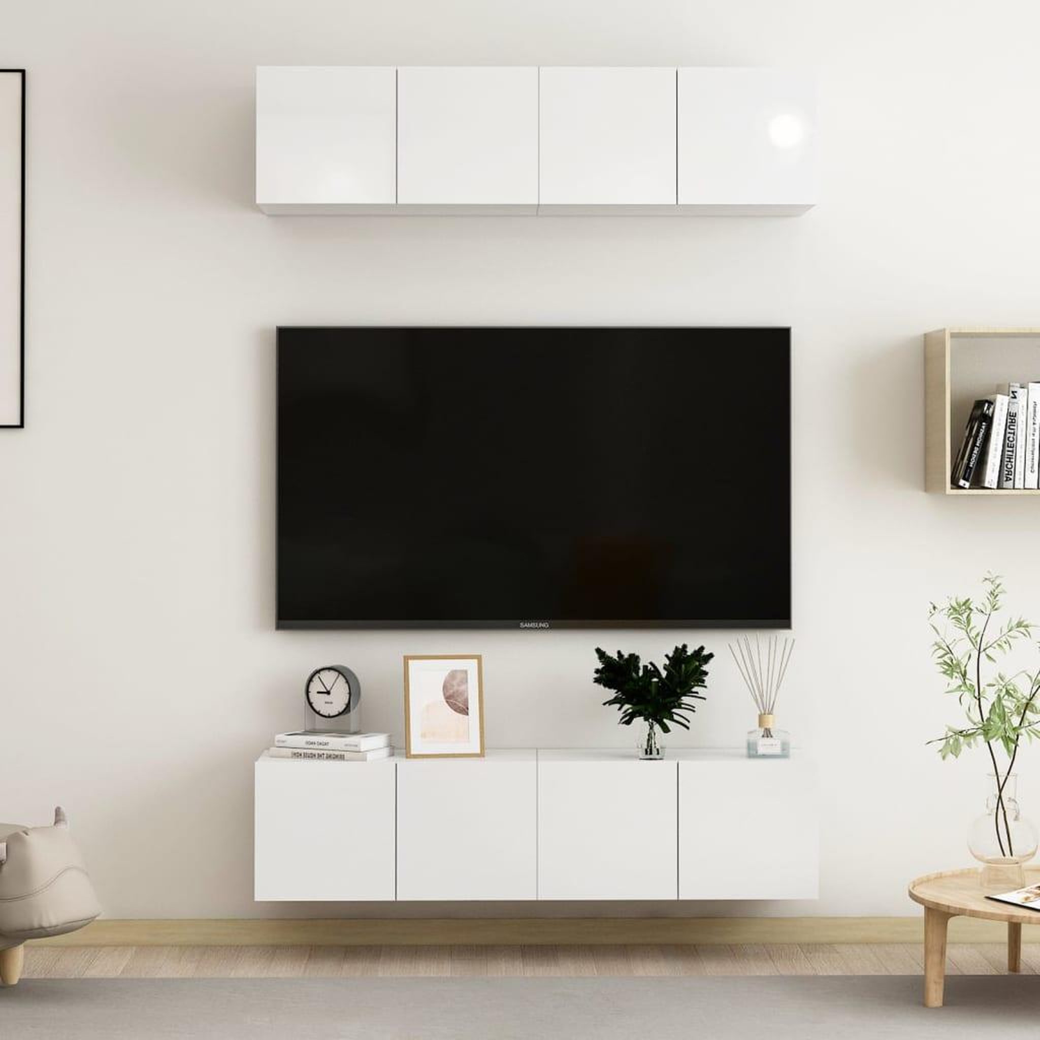 Voir la diapositive 1 : VIDAXL Meubles TV 4 pcs Blanc brillant 60x30x30 cm Bois d'ingenierie