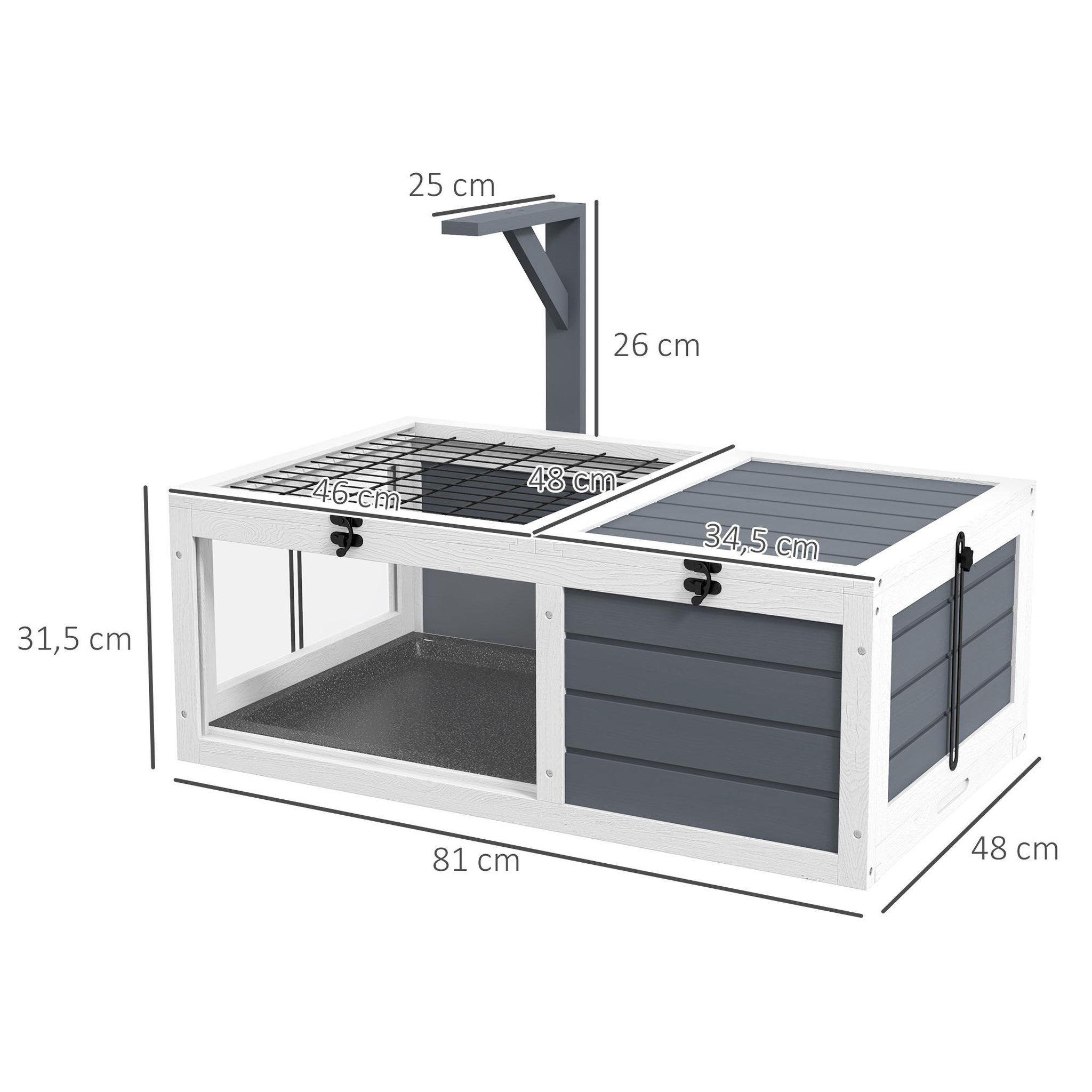 Voir la diapositive 3 : PAWHUT Maison enclos cage pour petit animal tortue avec 2 espaces bois gris