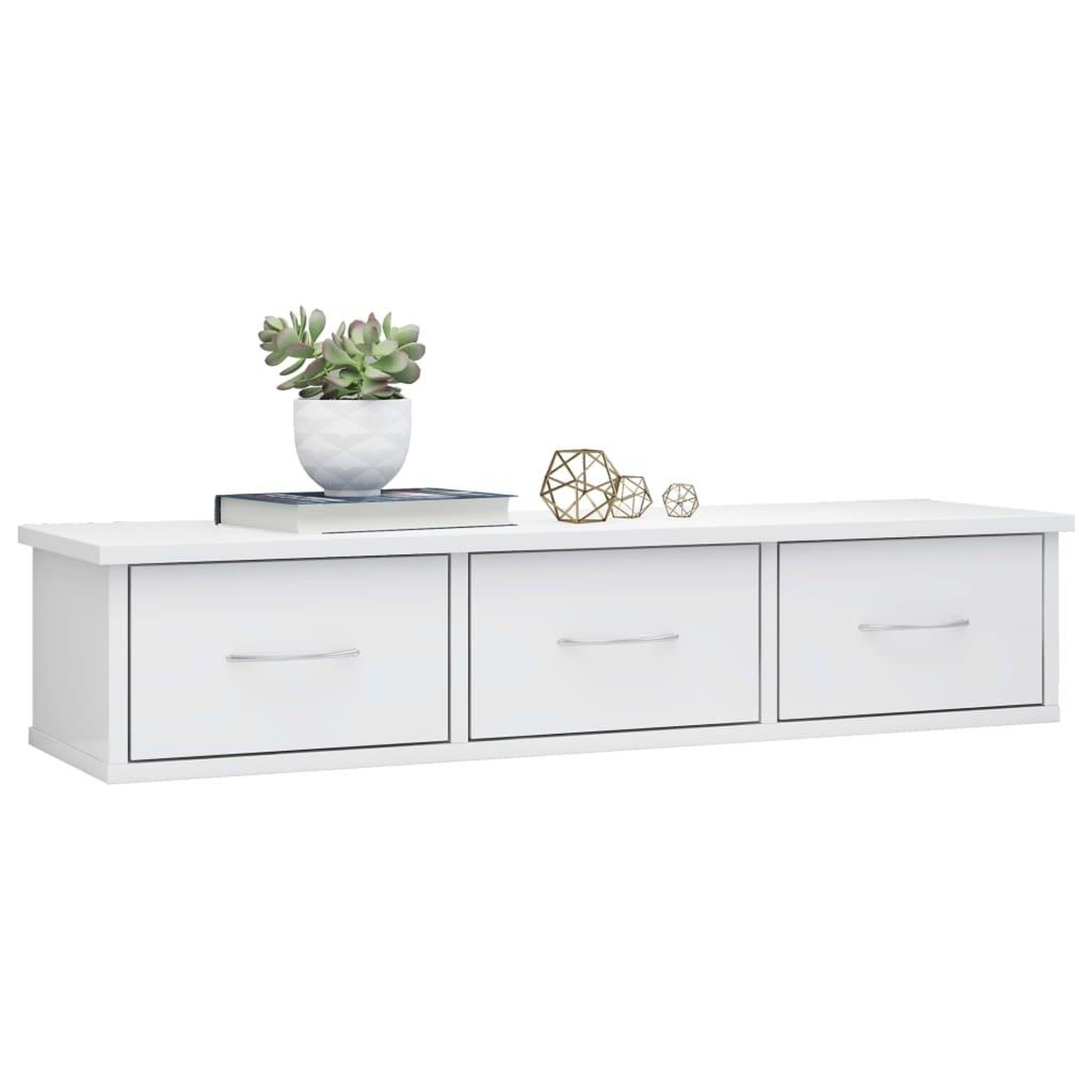 Voir la diapositive 3 : VIDAXL Etagere murale avec tiroirs Blanc brillant Bois d'ingenierie