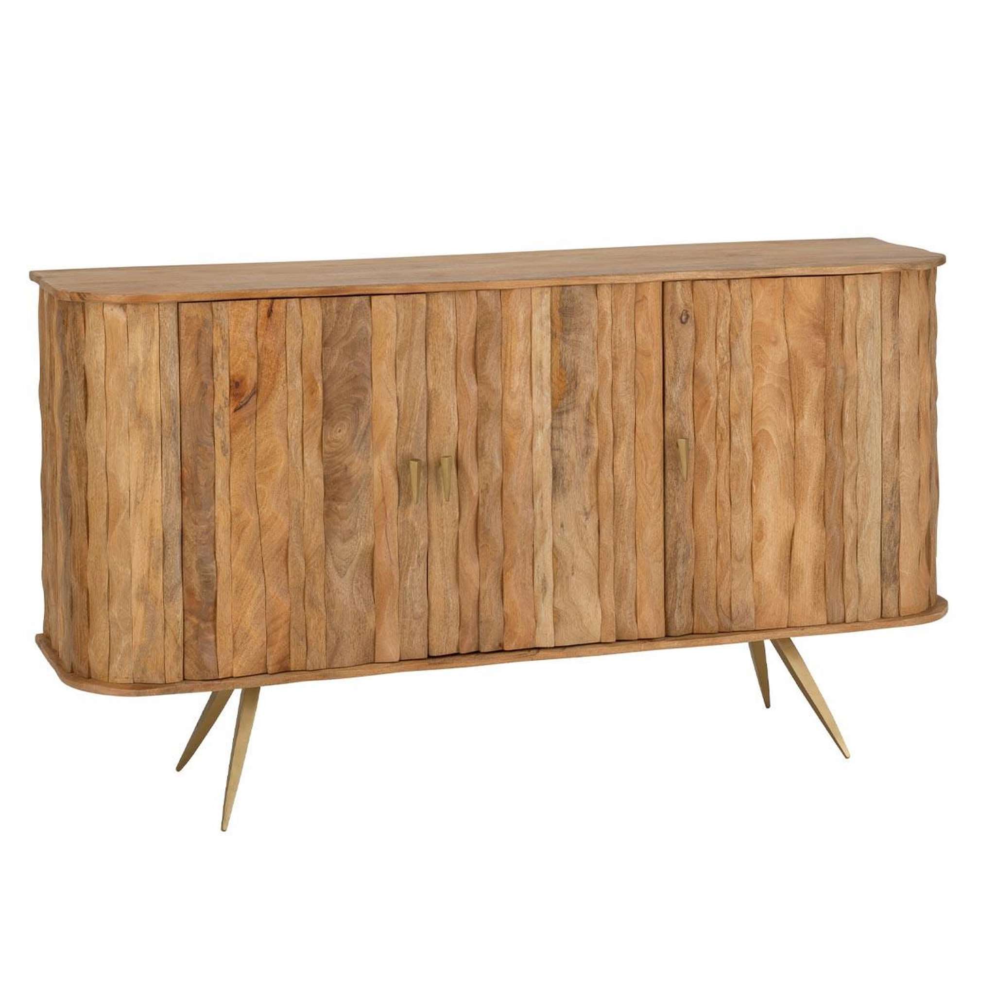 J-LINE Buffet 3 Portes en Bois  Curve  152cm Naturel