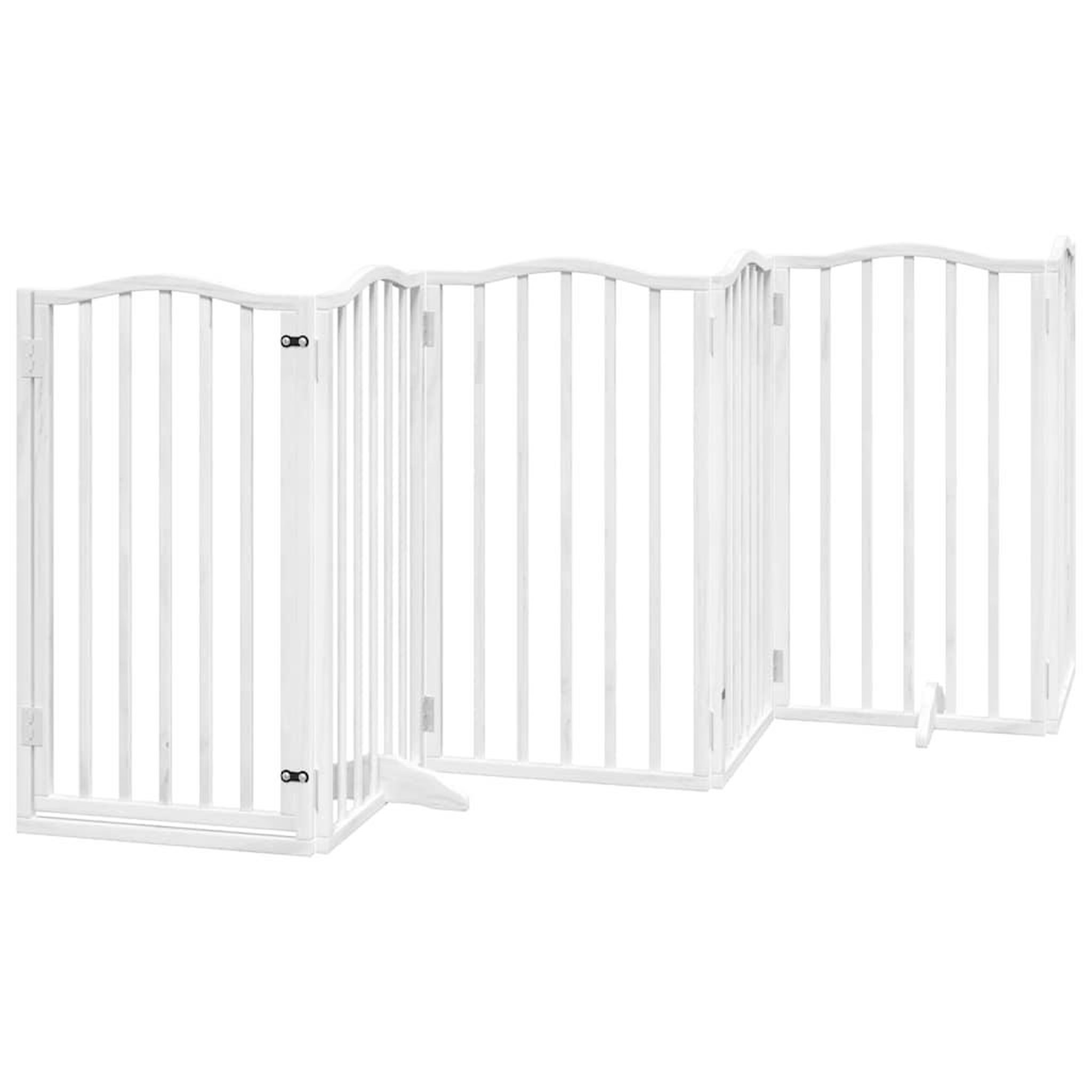 Voir la diapositive 4 : VIDAXL Barriere pour chien porte pliable 9panneaux blanc bois peuplier