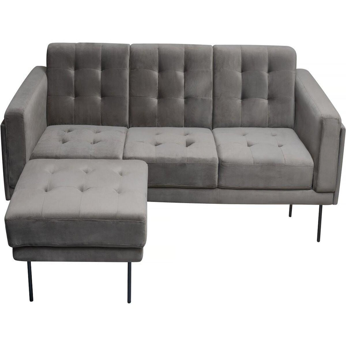 Habitat et Jardin Canapé d'angle reversible en velours  Noé  - 3 places - Gris