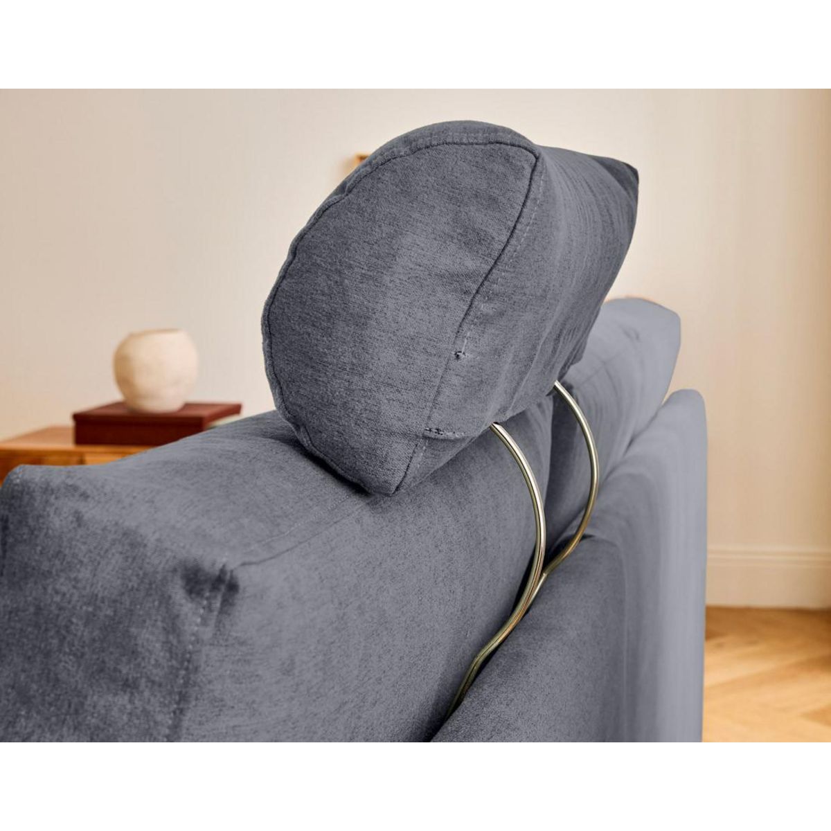 BEST MOBILIER Barrie - canapé d'angle réversible 4 places avec têtière amovible en tissu