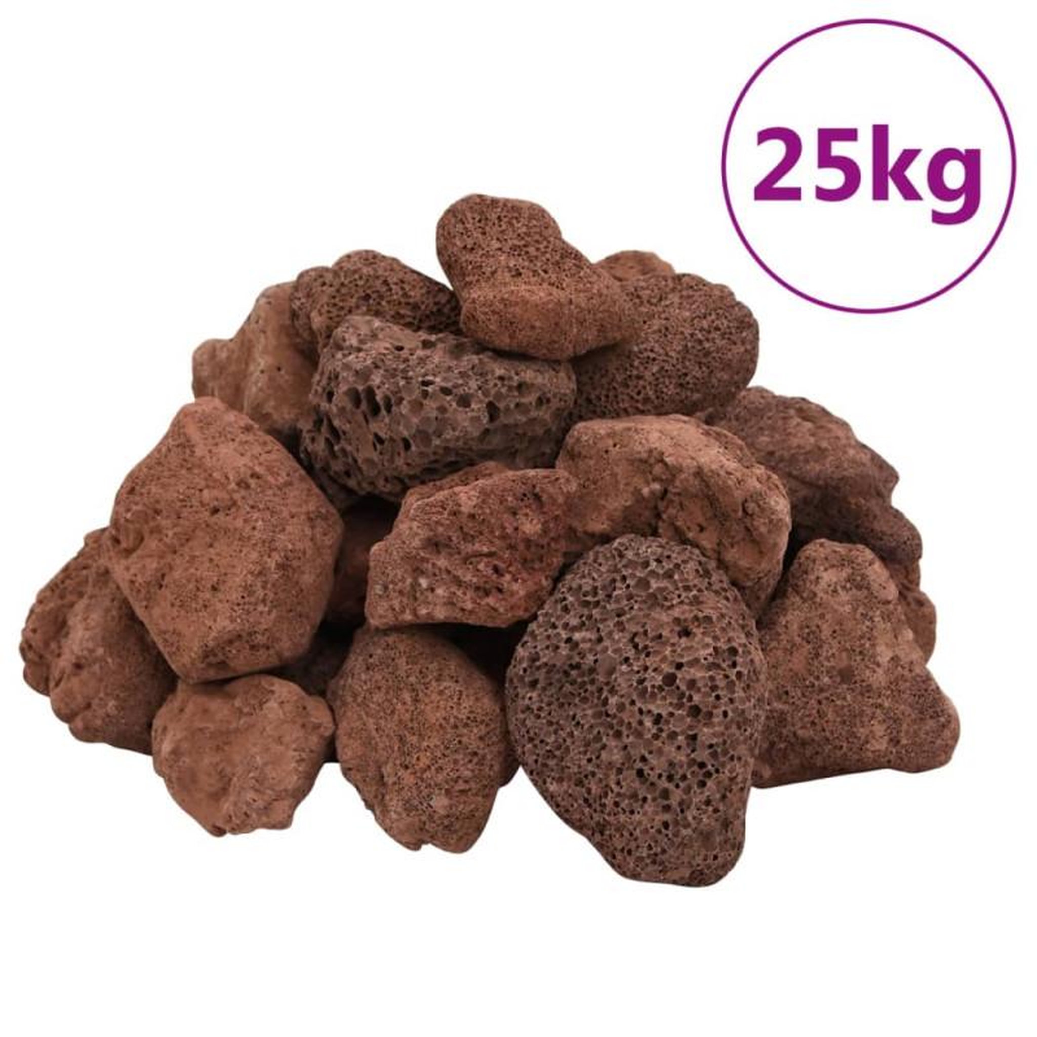 Voir la diapositive 2 : VIDAXL Roches volcaniques 25 kg rouge 5 8 cm