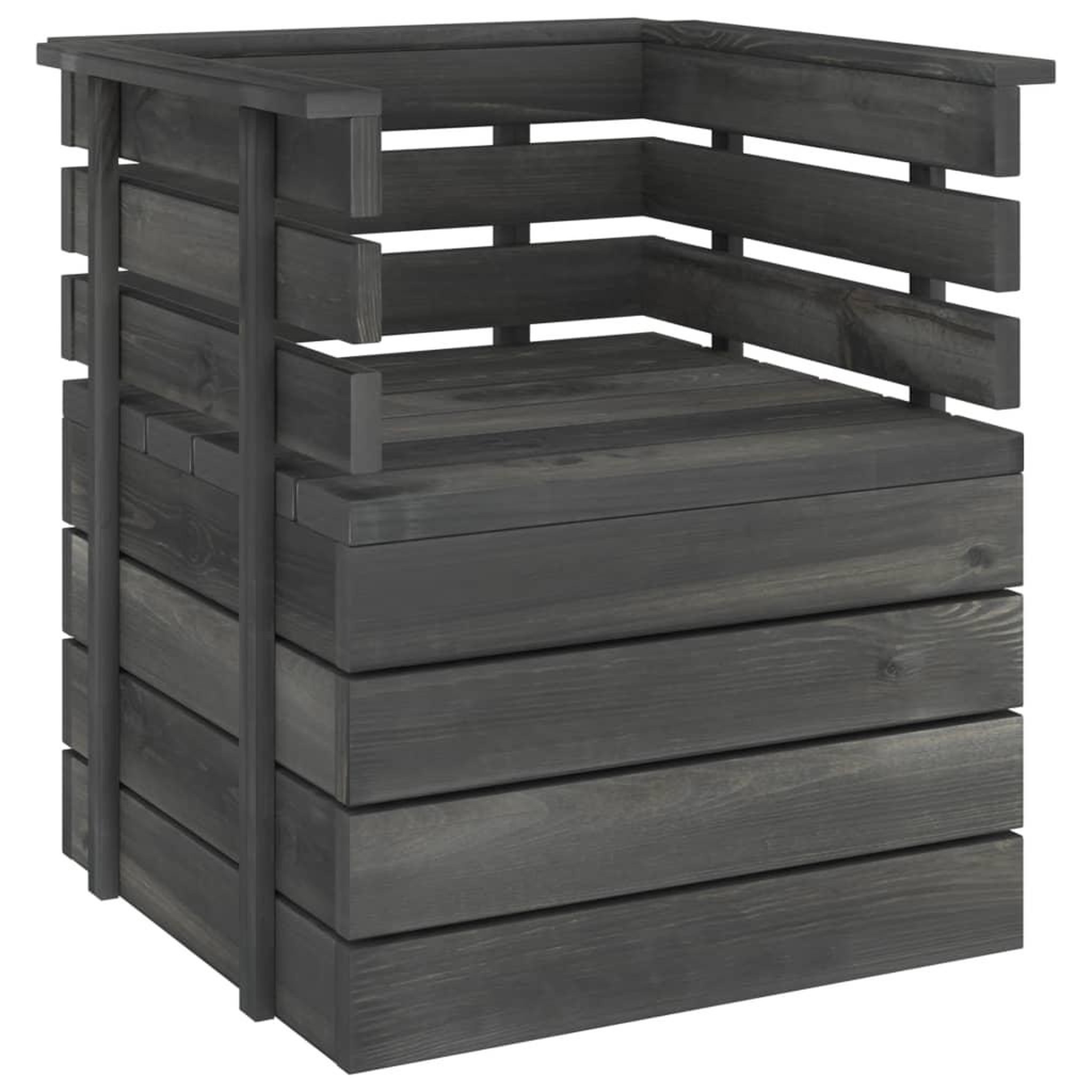 Voir la diapositive 4 : VIDAXL Salon palette de jardin 7 pcs Bois de pin massif Gris fonce
