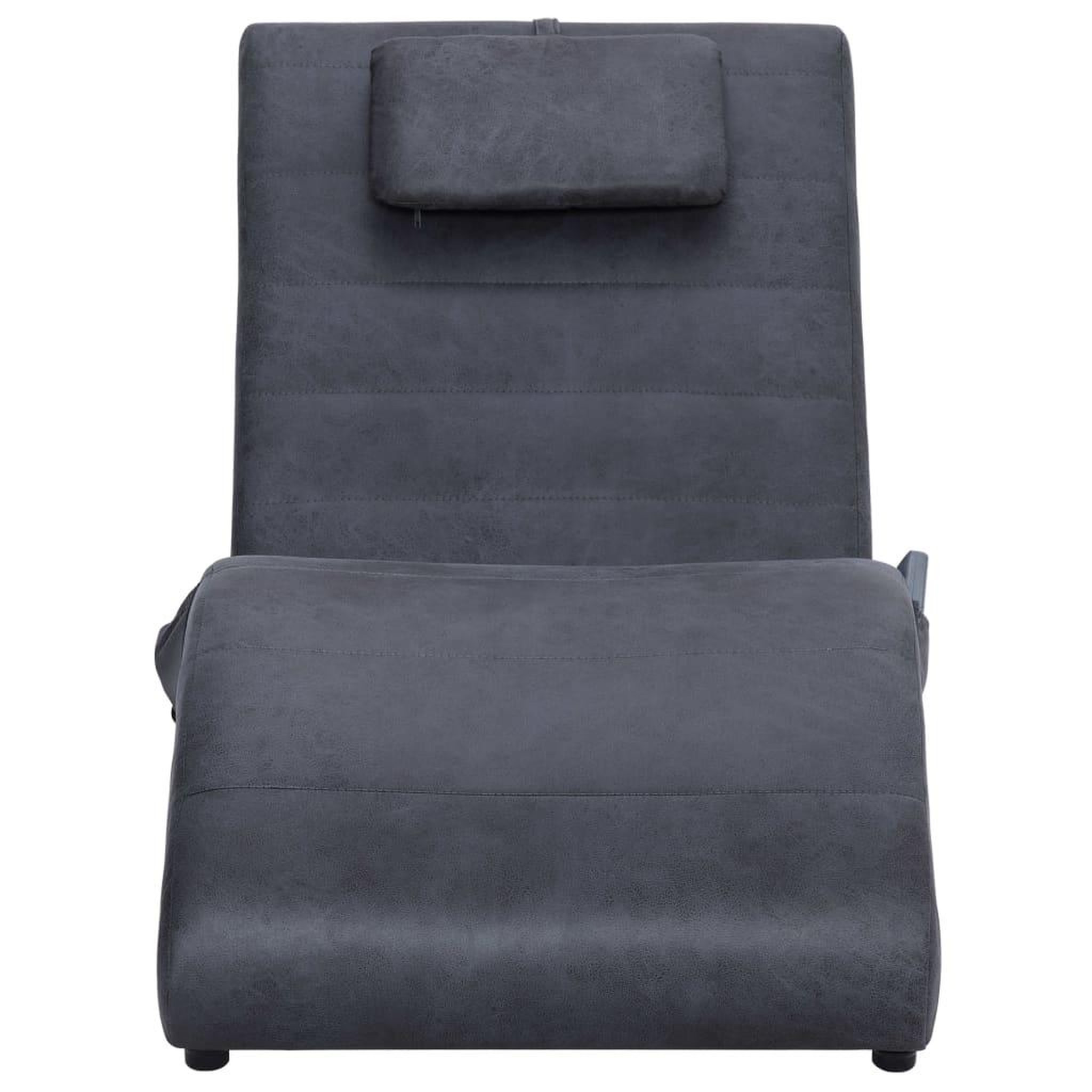 Voir la diapositive 3 : VIDAXL Chaise longue de massage avec oreiller Gris Similicuir daim