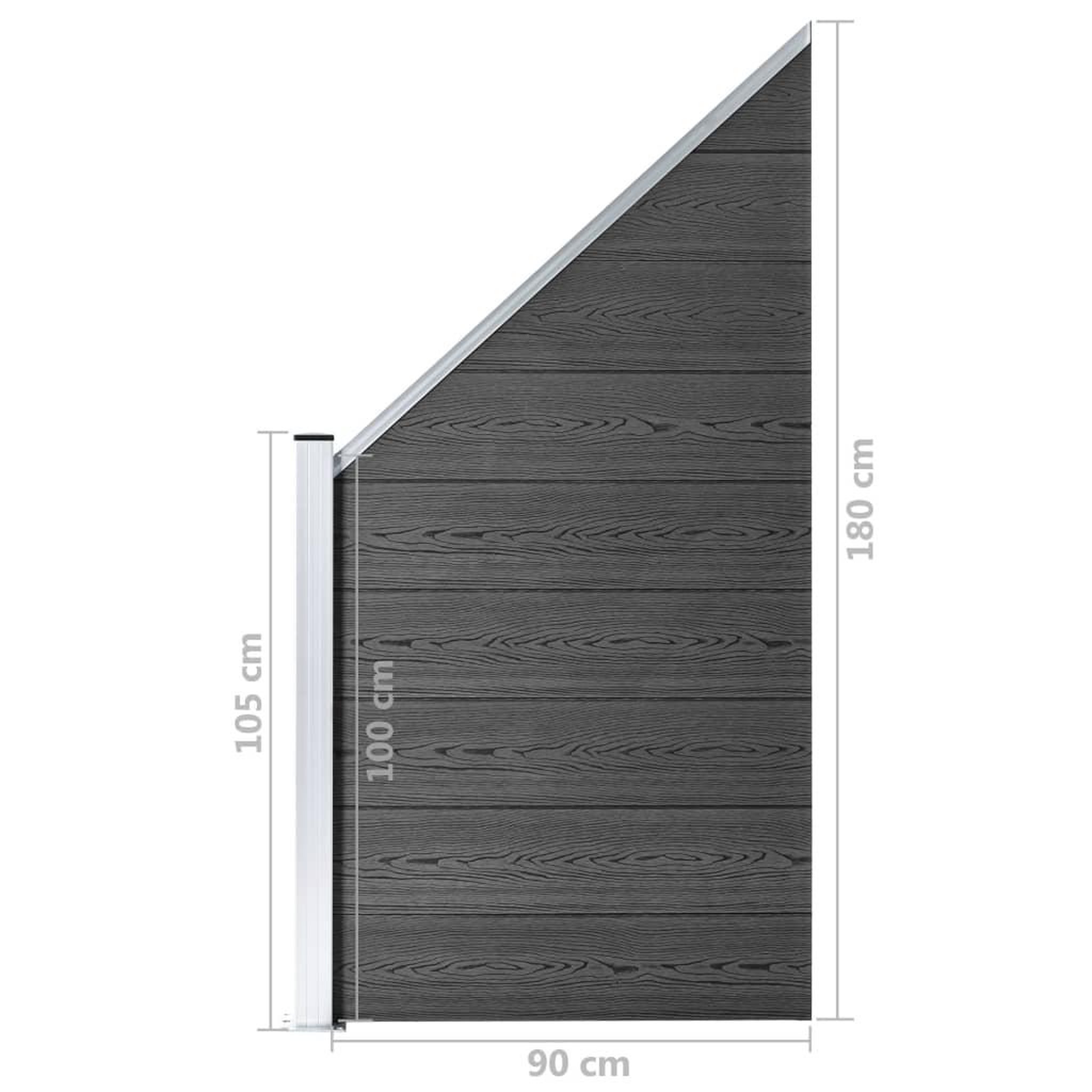 Voir la diapositive 6 : VIDAXL Ensemble de panneau de cloture WPC 1657x(105-186) cm Noir