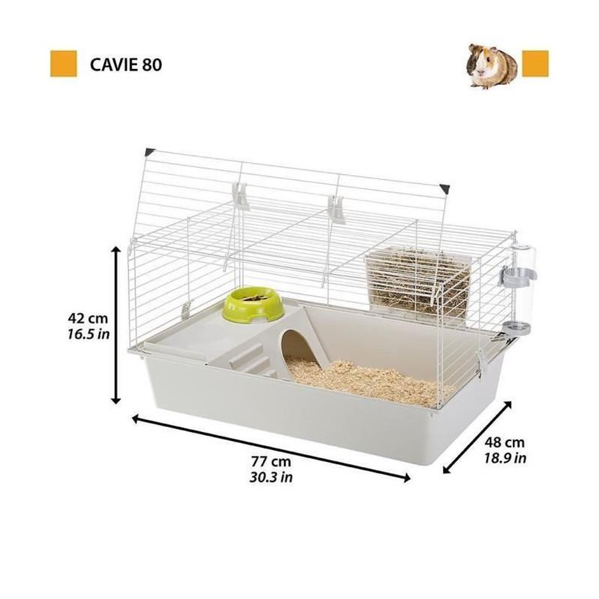 Voir la diapositive 2 : Ferplast Cage cochons d'inde - Maisonnette, gamelle, ratelier et abreuvoir - FERPLAST