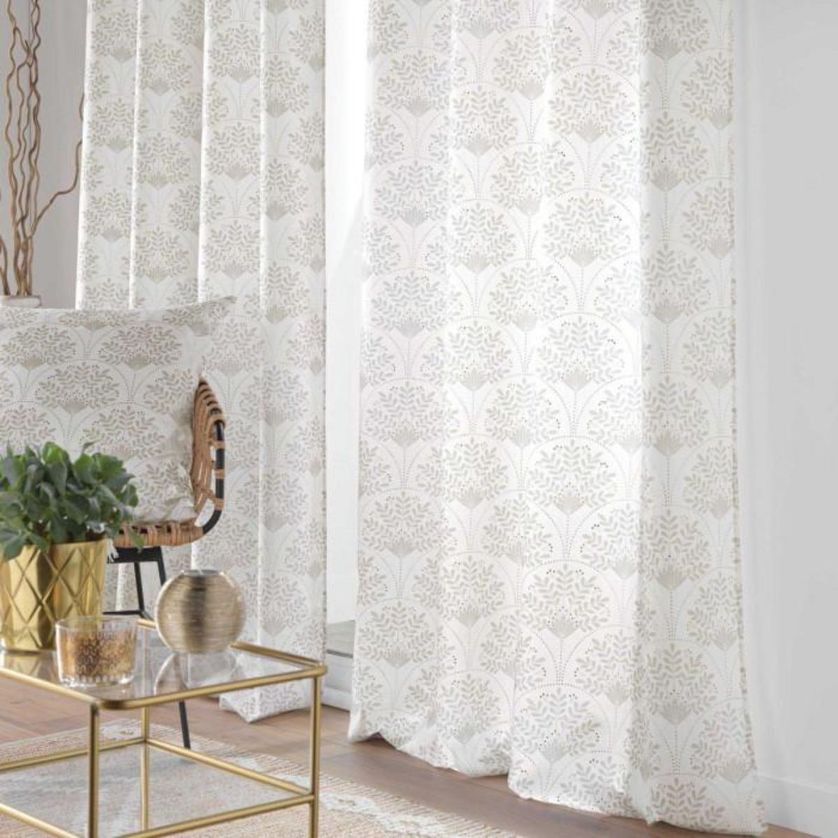 Paris Prix Rideau à Œillets Imprimé  Majestia  140x280cm Blanc