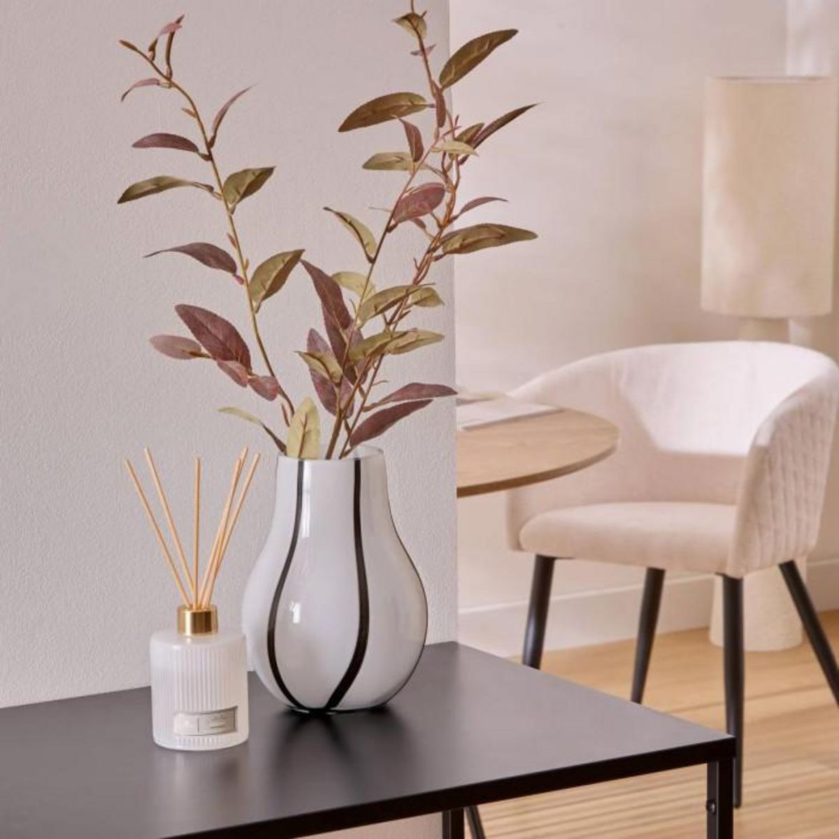 ATMOSPHERA Vase Design en Verre  Piero  20cm Noir & Blanc