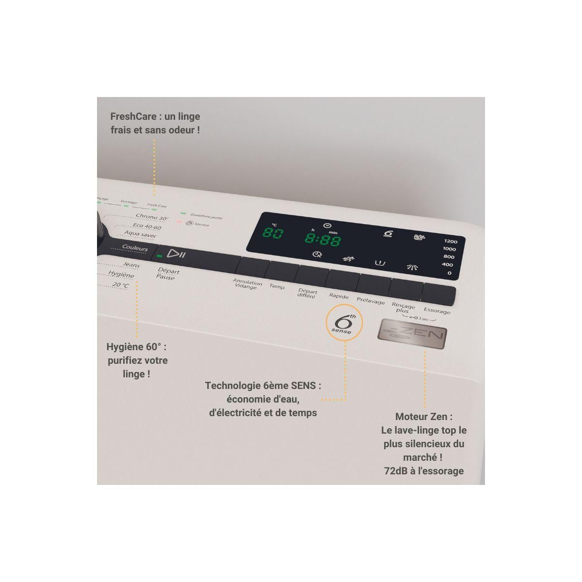 Whirlpool Lave linge top ZENTDLRBX6252BSFR/N Silence