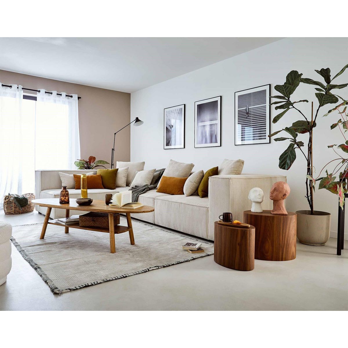 LISA DESIGN Colombine - canapé modulable d'angle gauche - 6 places - en velours côtelé