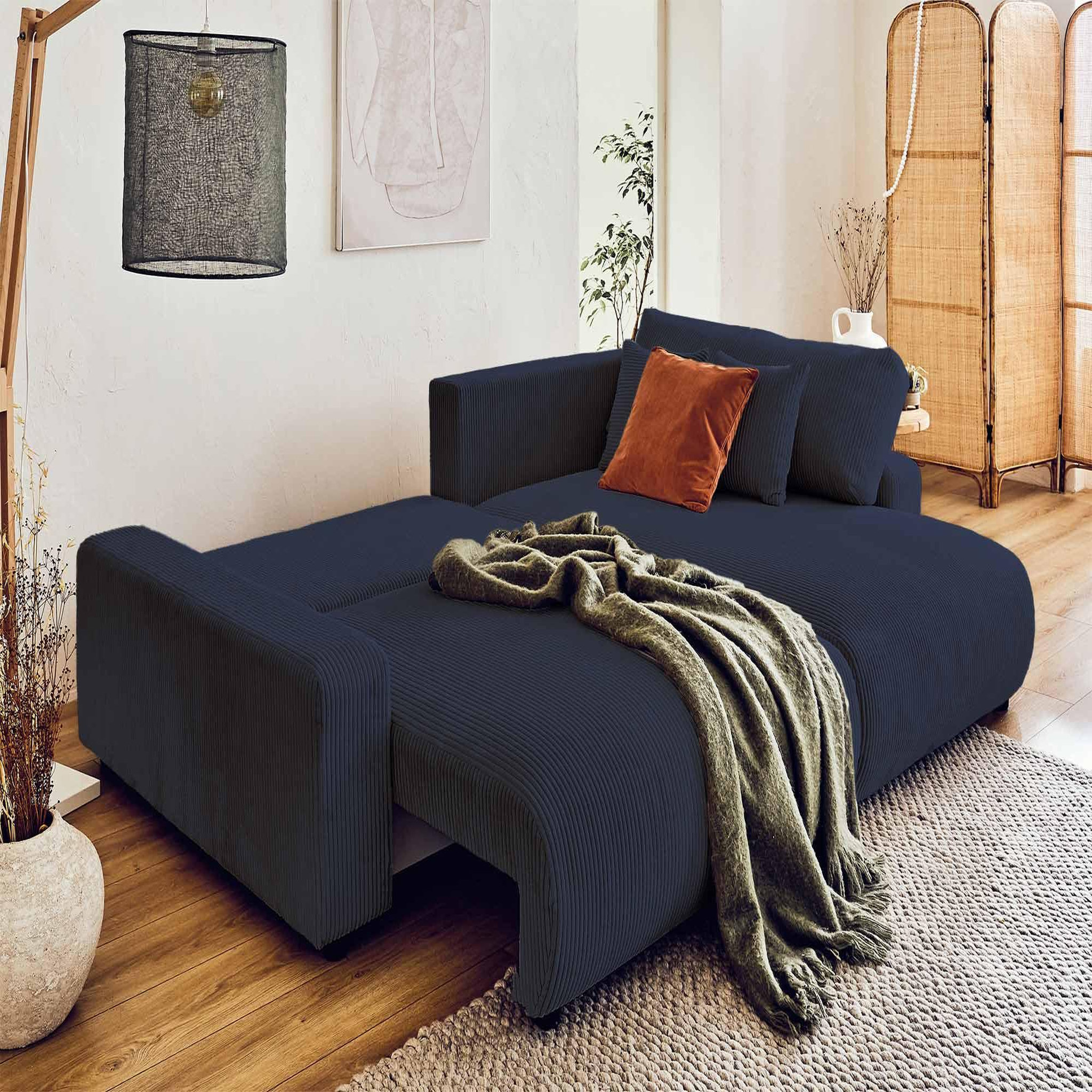 Voir la diapositive 2 : BEST MOBILIER Pivoine - canapé d'angle réversible - 4 places - convertible avec coffre - en velours côtelé