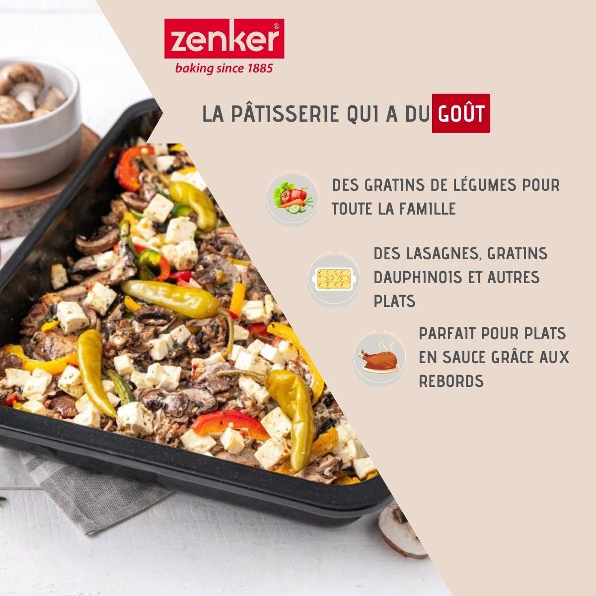ZENKER Ensemble de 2 Plats rectangulaire XXL 40 x 29 cm en acier émaillé Zenker Spécial Cooking