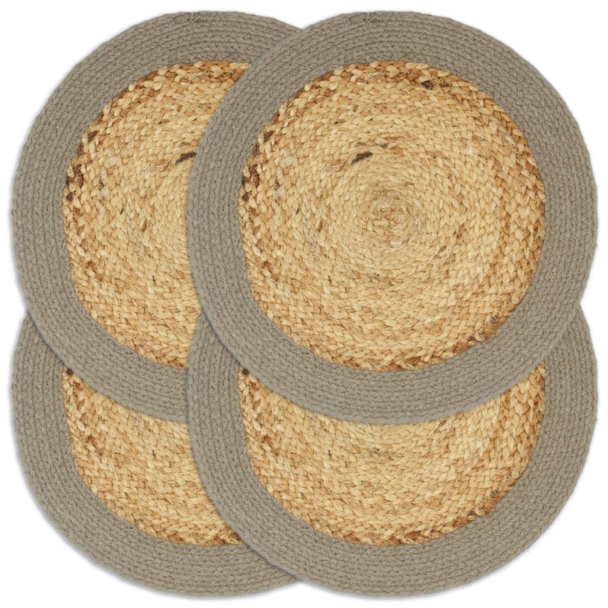 Voir la diapositive 1 : VIDAXL Napperons 4 pcs Naturel et gris 38 cm Jute et coton