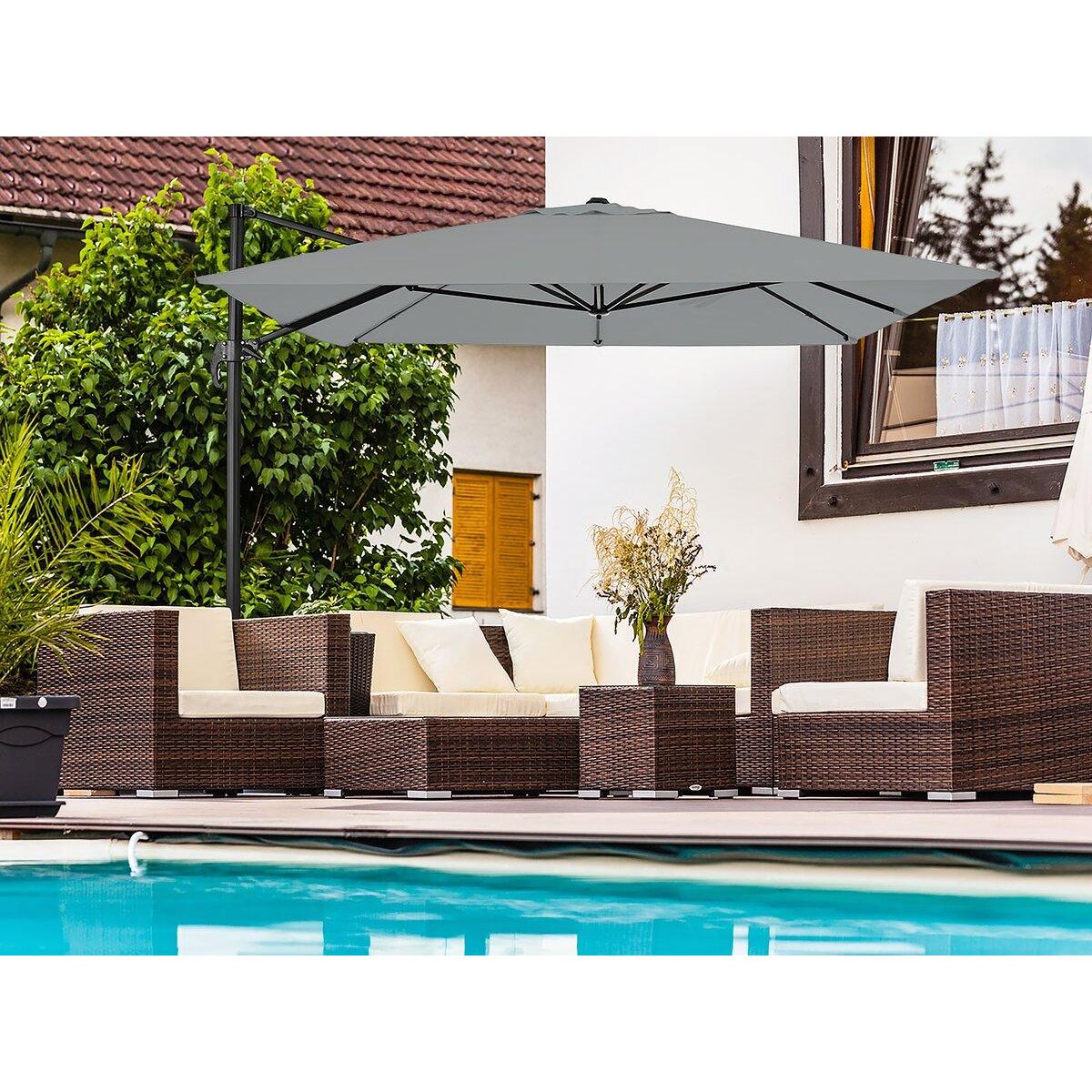 Habitat et Jardin Parasol jardin déporté en aluminium  Sky 4  - 3 x 4 m - Gris - Avec Housse