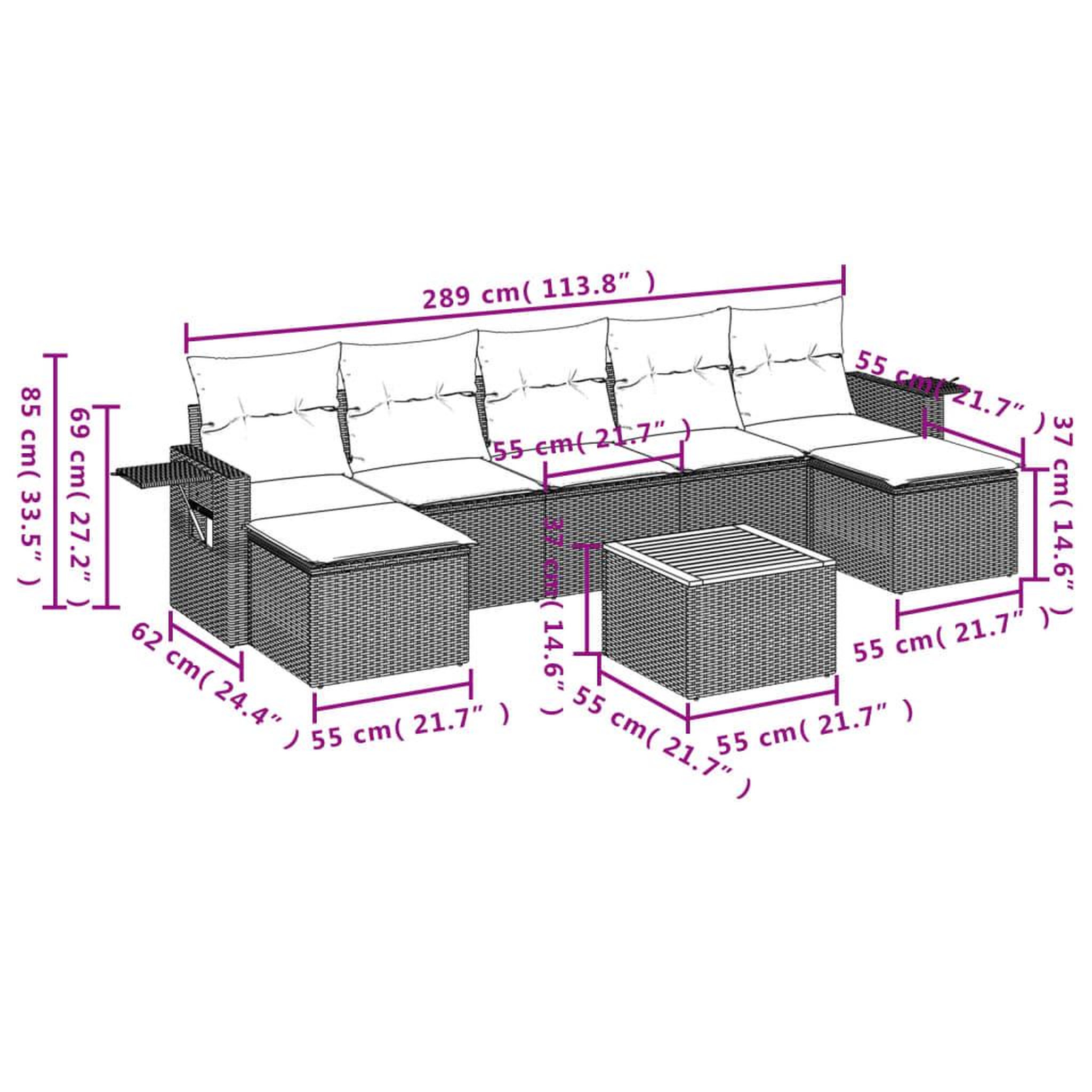 Voir la diapositive 6 : VIDAXL Salon de jardin 8 pcs avec coussins noir resine tressee