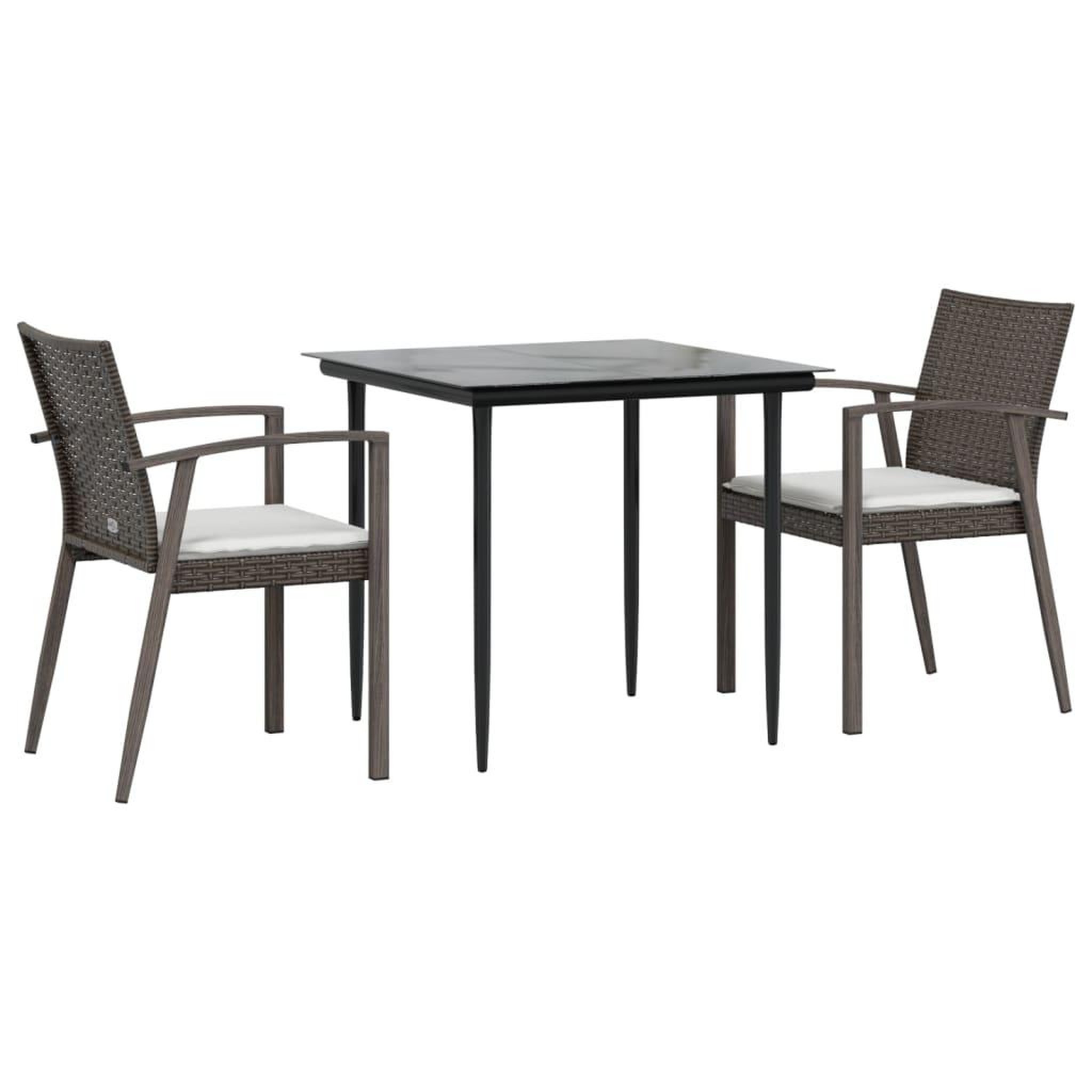 Voir la diapositive 3 : VIDAXL Ensemble a manger de jardin 3 pcs coussins resine tressee acier