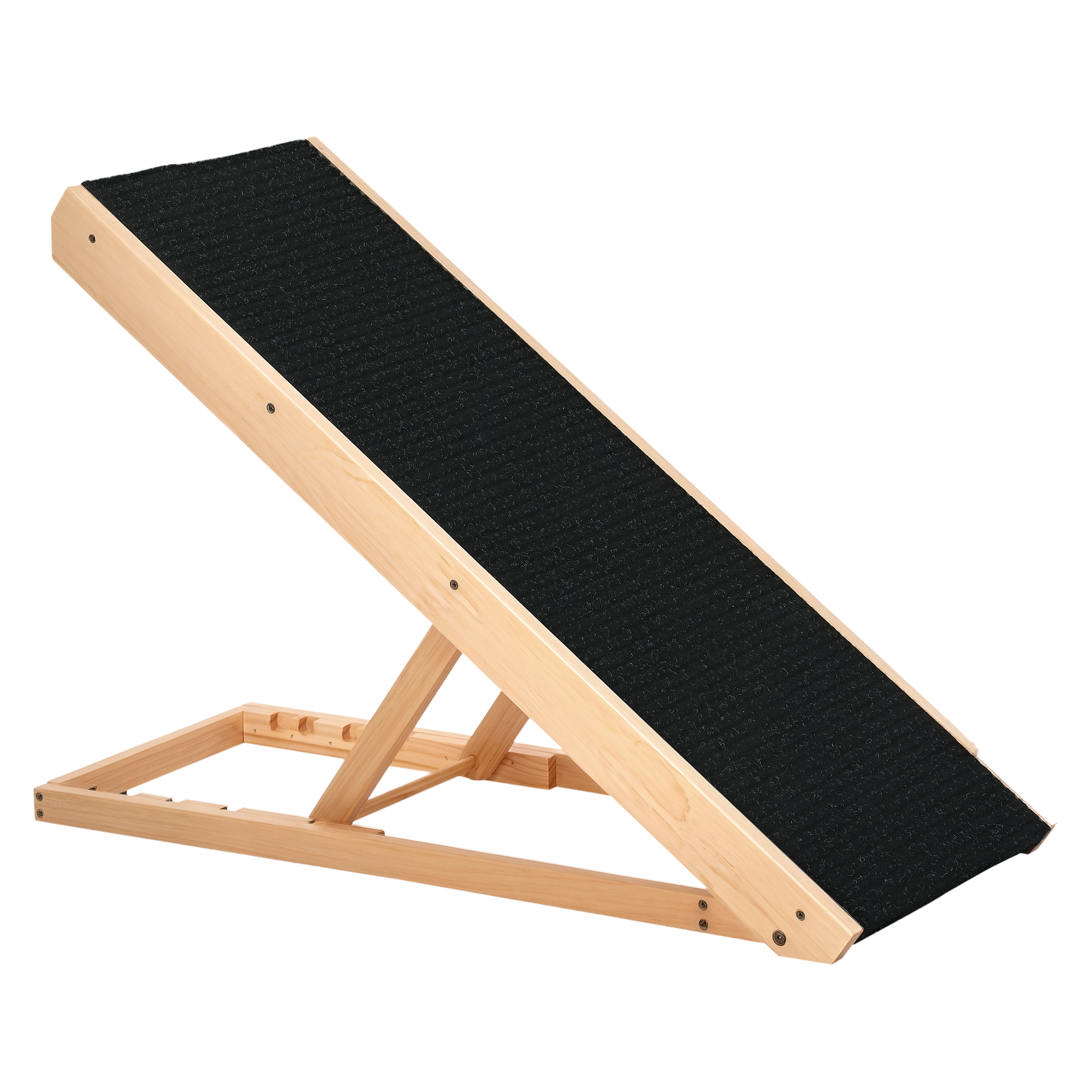 PAWHUT Rampe pour chien canapé hauteur réglable 26-61 cm bois pin polyester noir