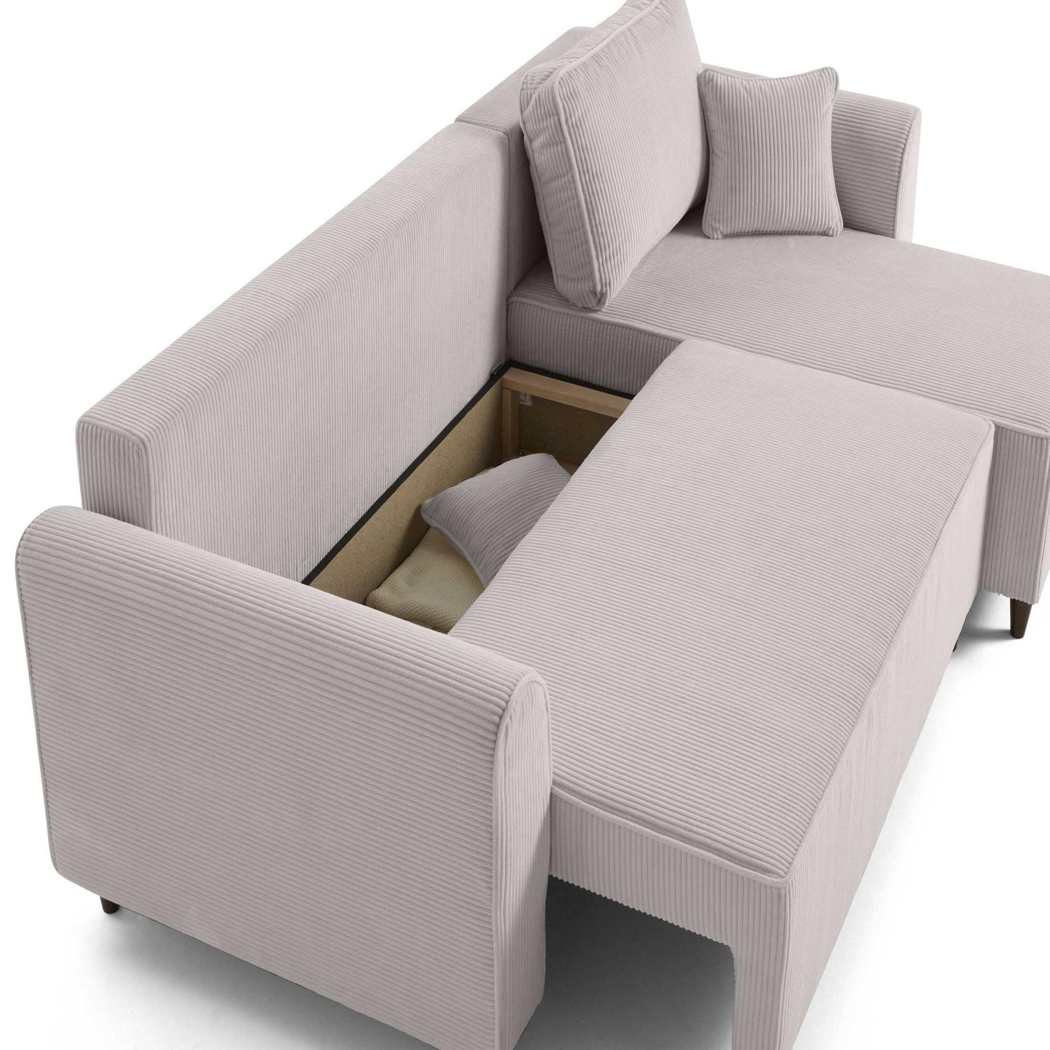 Voir la diapositive 4 : BEST MOBILIER Saphir - canapé d'angle réversible 4 places - convertible avec coffre - en velours côtelé