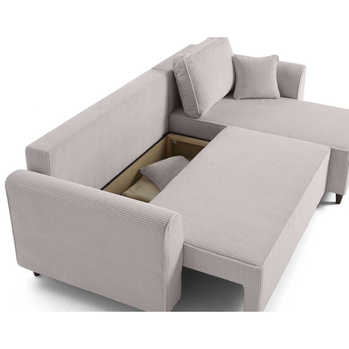 BEST MOBILIER Saphir - canapé d'angle réversible 4 places - convertible avec coffre - en velours côtelé