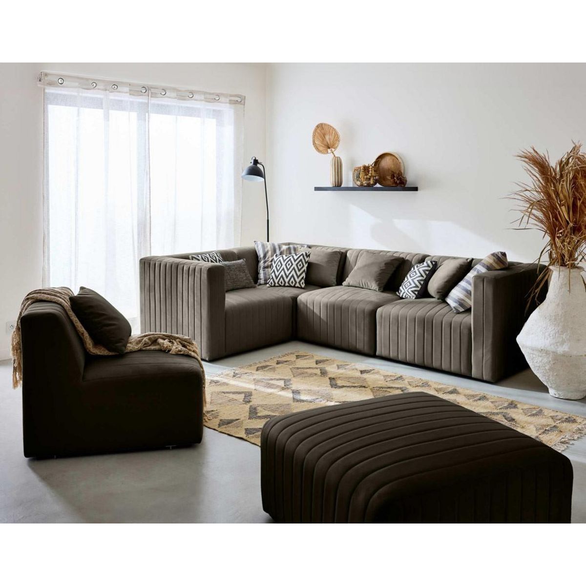 LISA DESIGN Nova - module d'assise droit - en velours