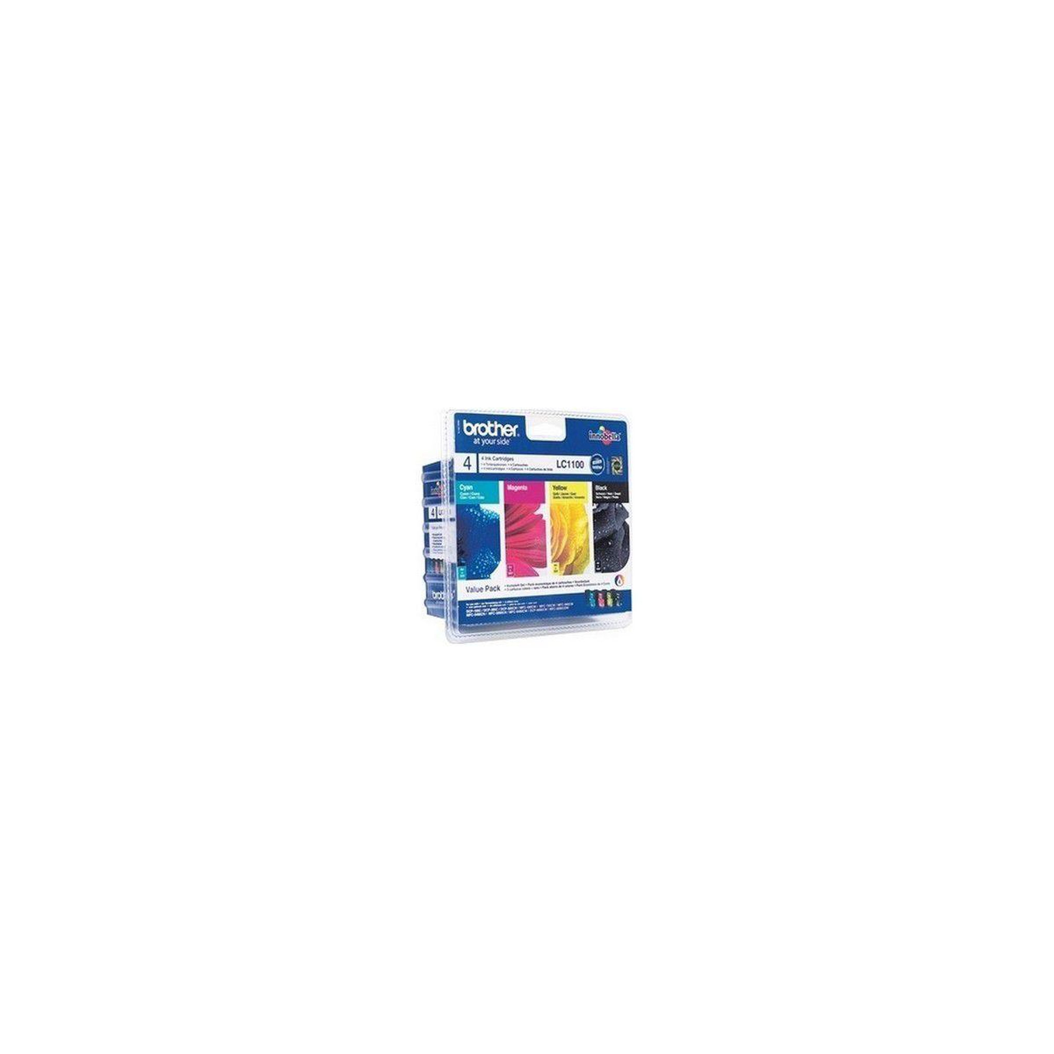 Brother Cartouche d'encre pack multipack 4 originales lc1100 (noir + 3 couleurs) - lc1100val