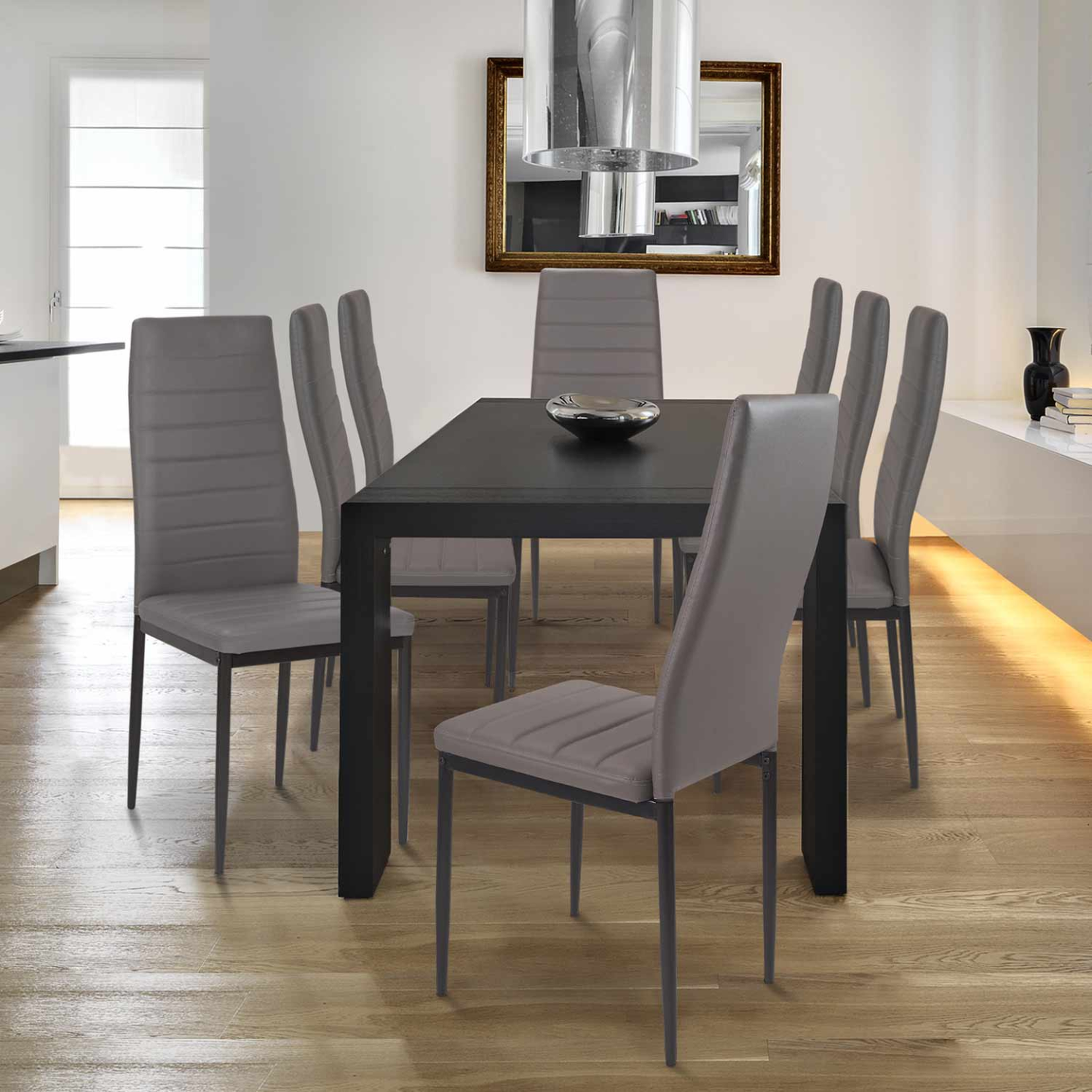Voir la diapositive 2 : ID MARKET Lot de 6 chaises romane grises pour salle à manger
