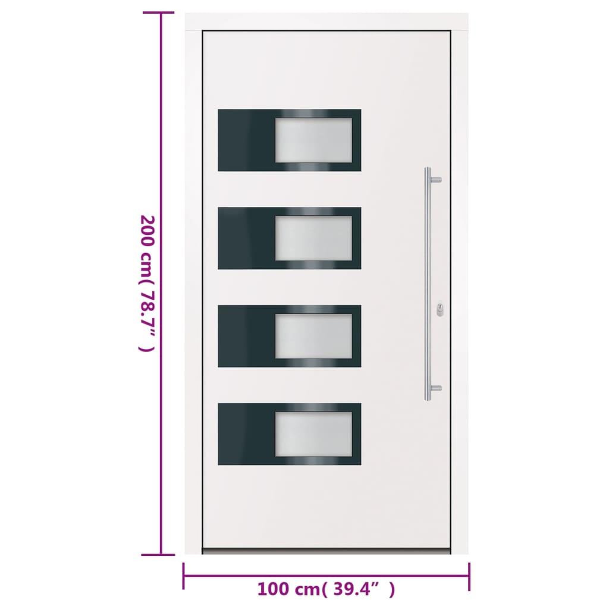Voir la diapositive 6 : VIDAXL Porte d'entree Blanc 100x200 cm Aluminium et PVC
