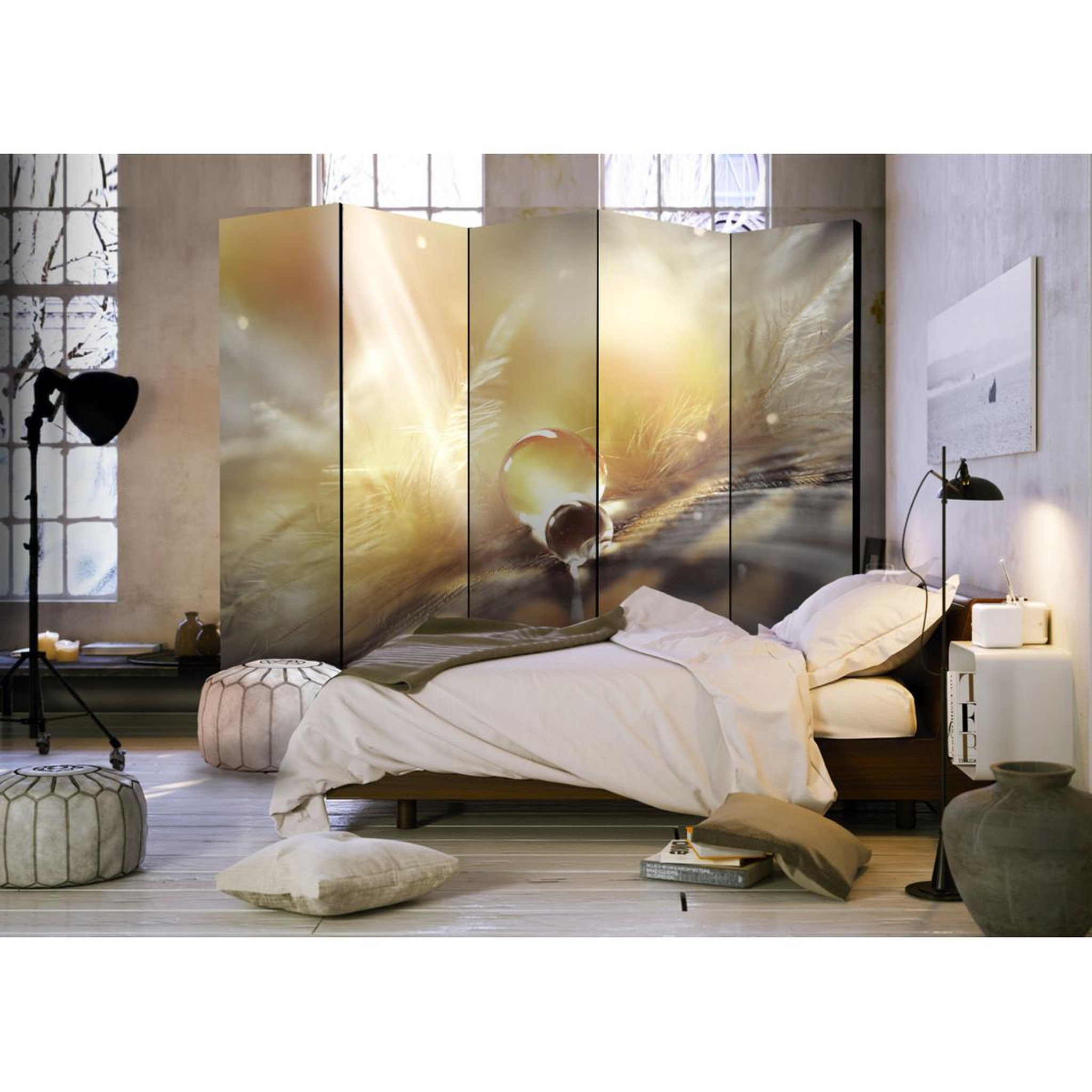 Voir la diapositive 2 : Paris Prix Paravent 5 volets  magic feather  172x225cm