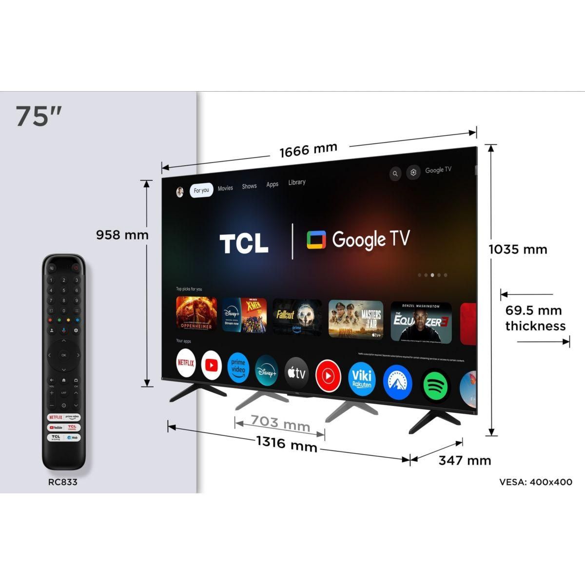 TCL TV QLED 75P79K 2025  - 75 pouces ( 189 cm )
