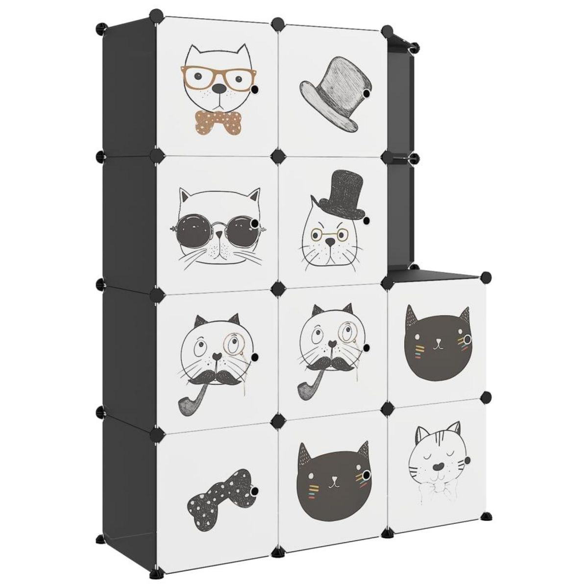 VIDAXL Armoire de rangement pour enfants avec 10 cubes Noir PP