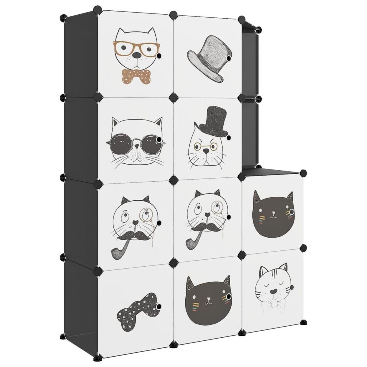 VIDAXL Armoire de rangement pour enfants avec 10 cubes Noir PP