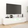 Voir la diapositive 4 : VIDAXL Meuble TV avec lumieres LED Blanc brillant 180x35x40 cm