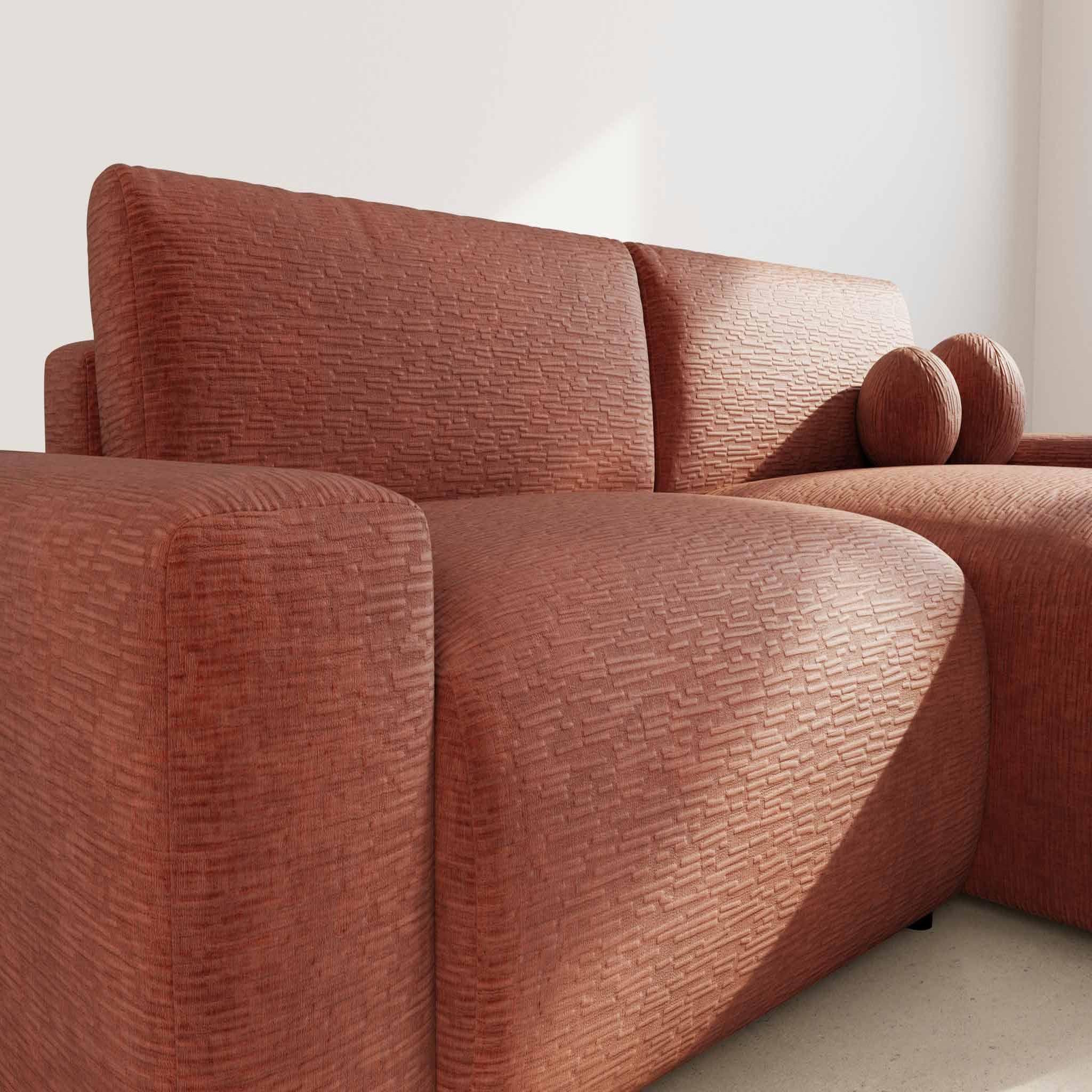 Voir la diapositive 5 : BEST MOBILIER Constance - canapé d'angle réversible 4 places convertible avec coffre en velours gaufré