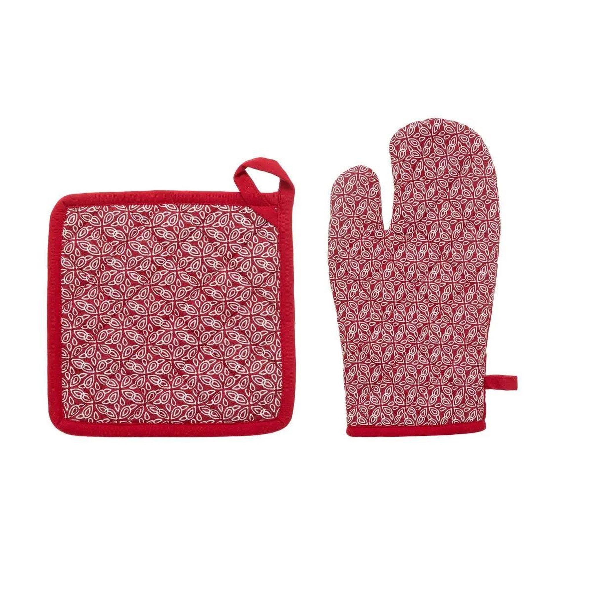 ATMOSPHERA Gant & manique imprimé  olia  32cm rouge