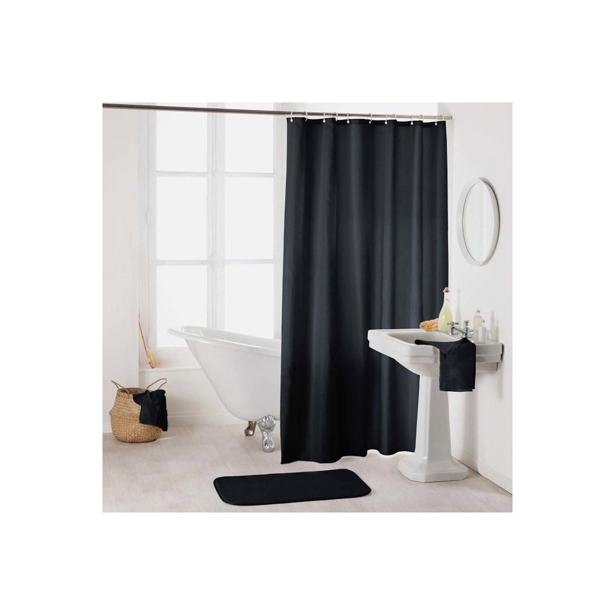 Douceur d'Intérieur Rideau de douche uni  essencia  180x200cm noir