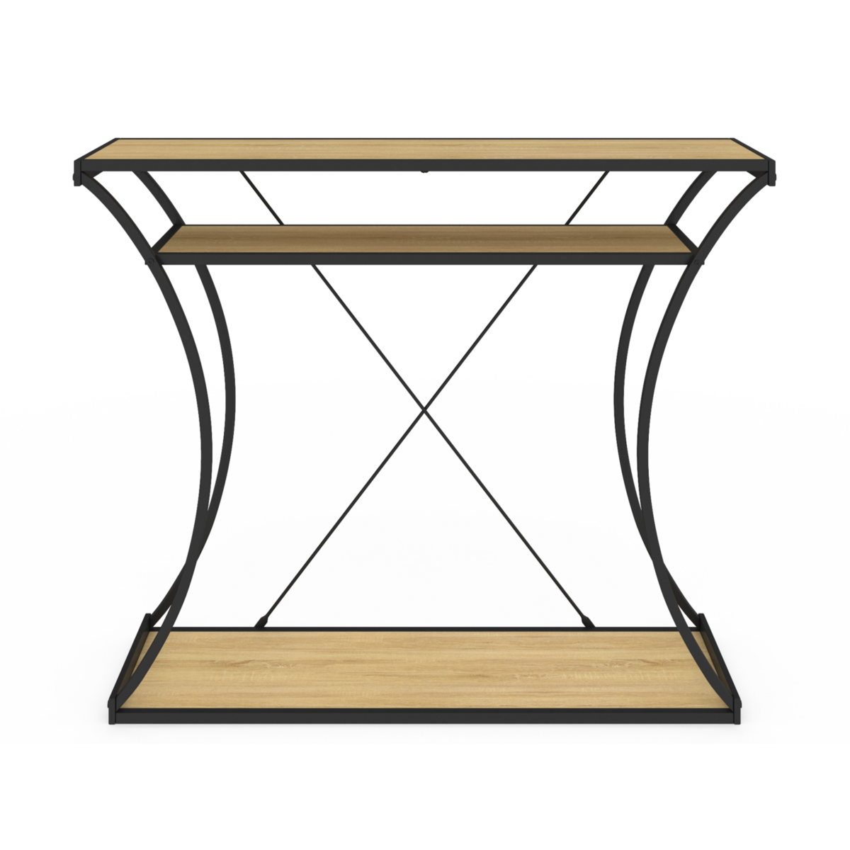 ID MARKET Console pieds courbés DETROIT avec double étagères design industriel