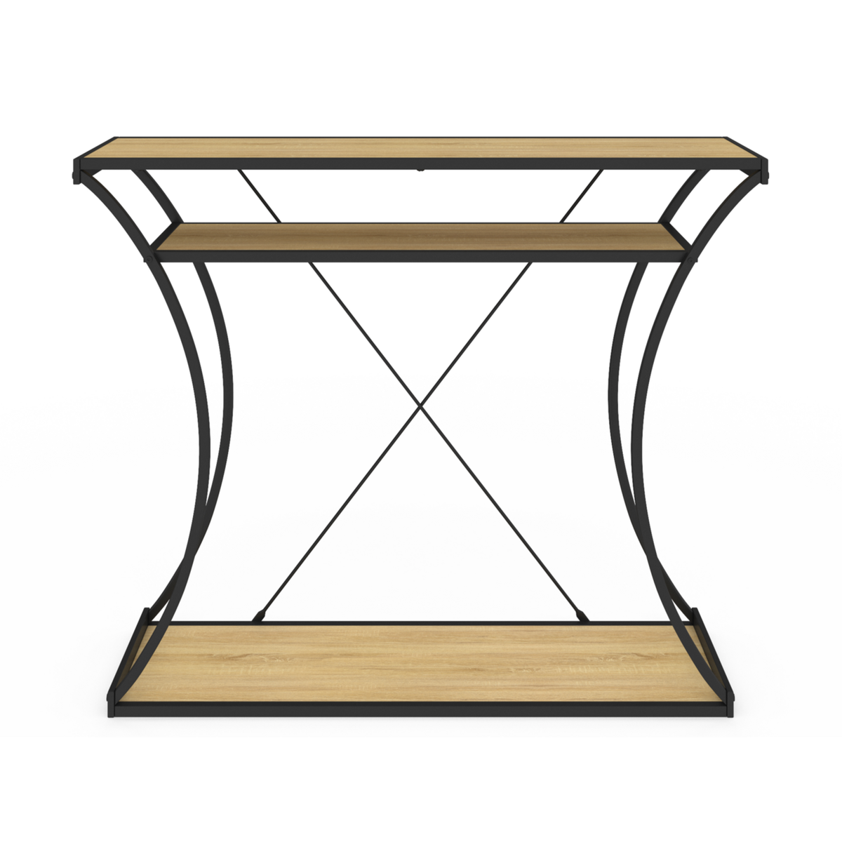 ID MARKET Console pieds courbés DETROIT avec double étagères design industriel