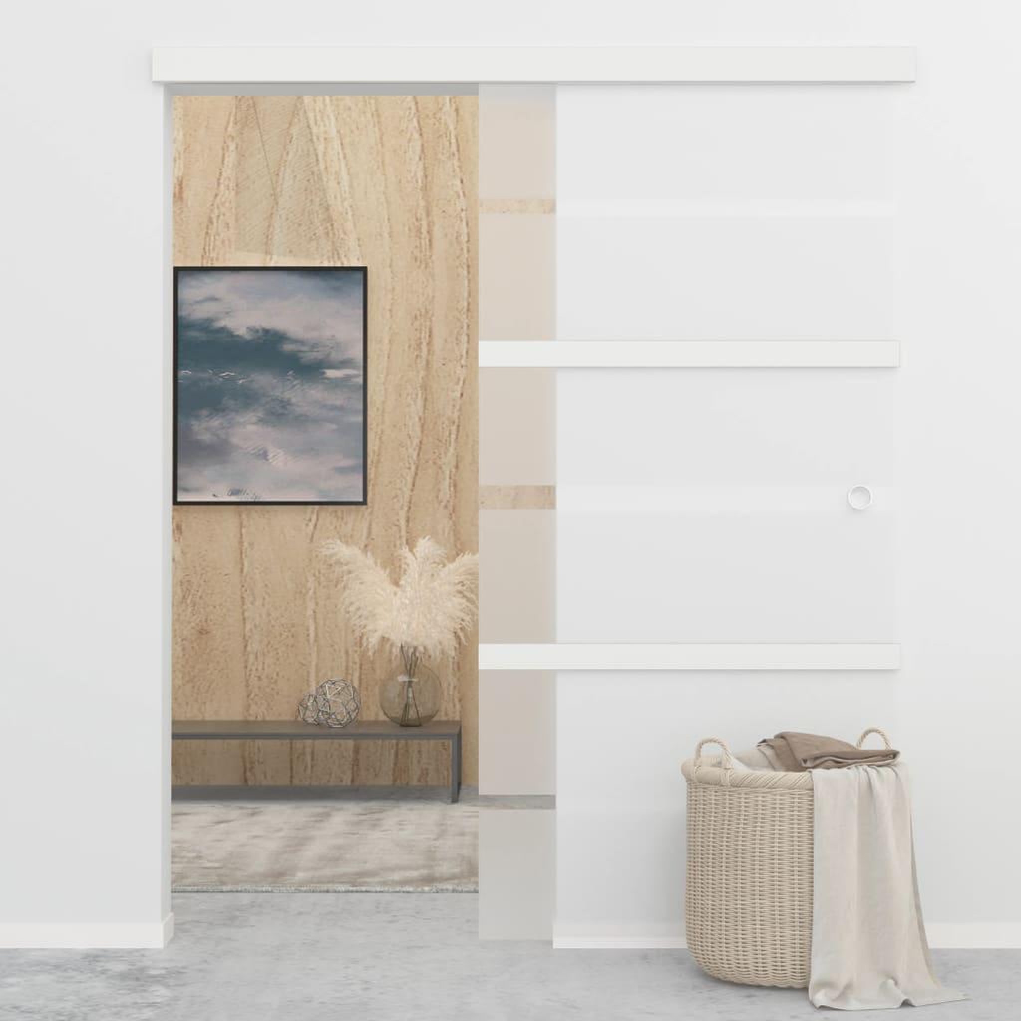 Voir la diapositive 3 : VIDAXL Porte coulissante Verre ESG et aluminium 102,5x205 cm Argente