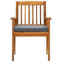 Voir la diapositive 4 : VIDAXL Chaises a manger de jardin lot de 3 et coussins Bois d'acacia