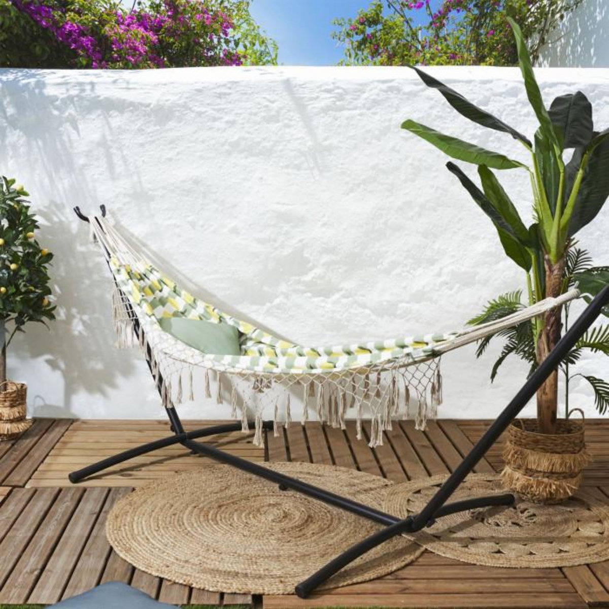 Paris Prix Hamac en Coton  Citron  200cm Jaune & Vert