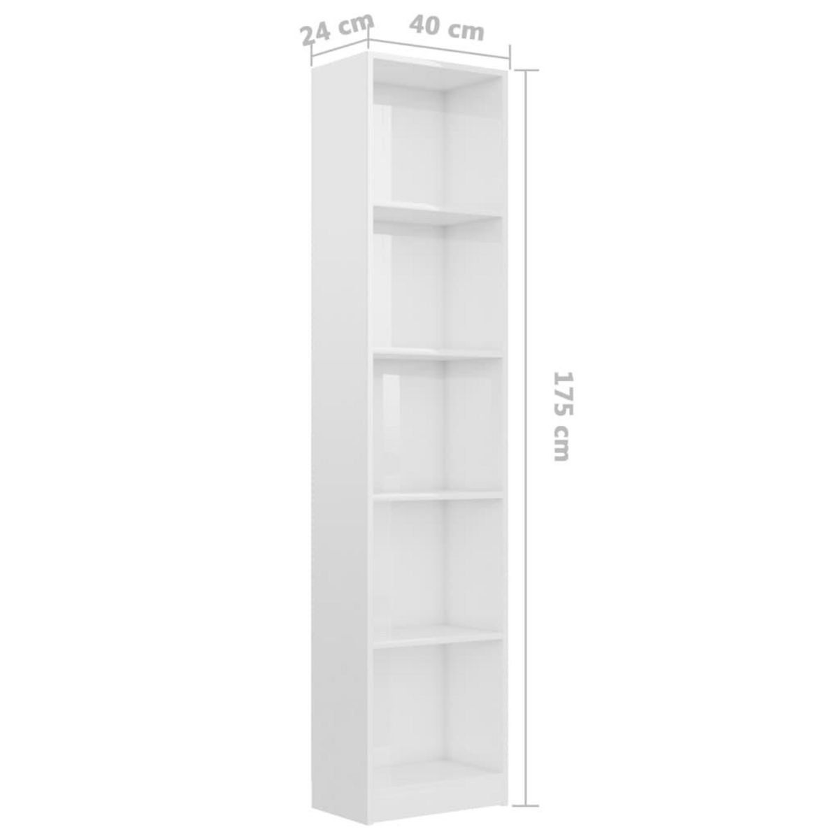 VIDAXL Bibliotheque a 5 niveaux Blanc brillant Bois d'ingenierie