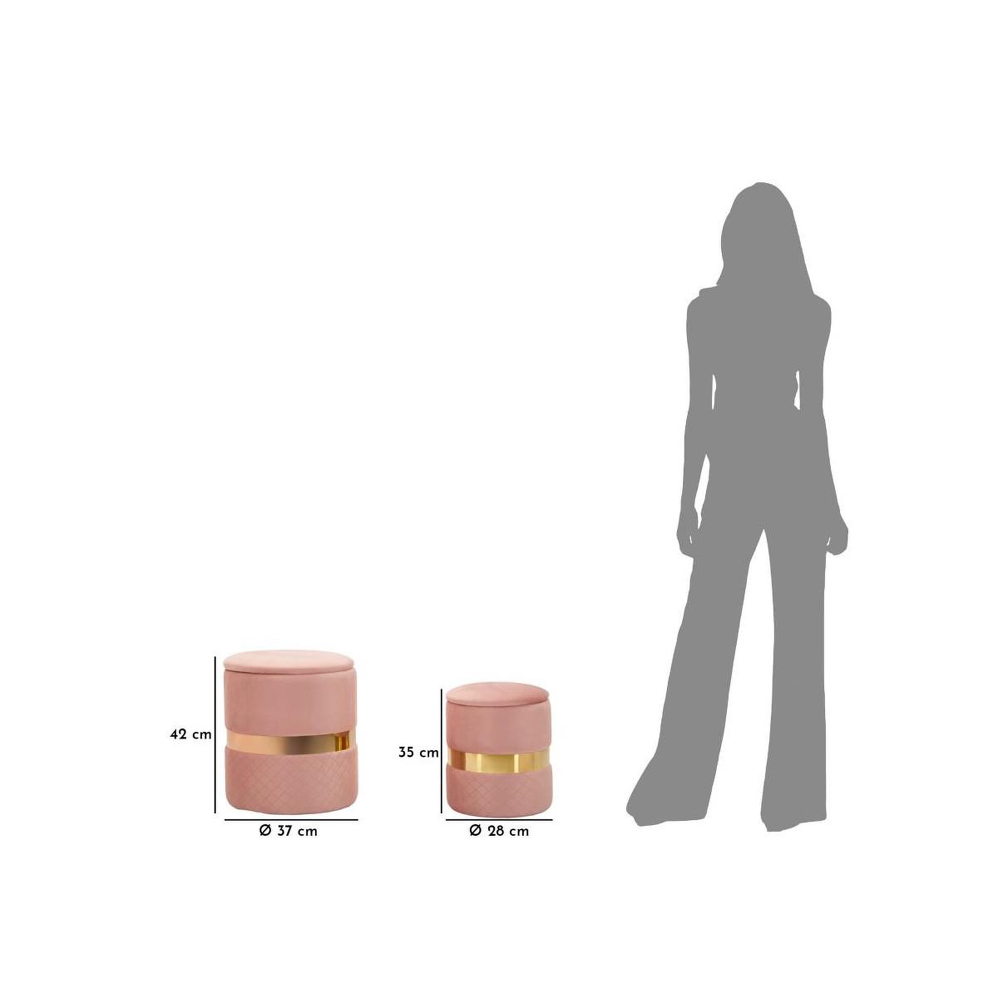 Voir la diapositive 6 : Paris Prix Lot de 2 poufs coffres  sheffild  42cm rose & or