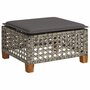 Voir la diapositive 2 : VIDAXL Tabouret de jardin et coussin gris 63,5x56x32 cm resine tressee