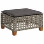 Voir la diapositive 2 : VIDAXL Tabouret de jardin et coussin gris 63,5x56x32 cm resine tressee