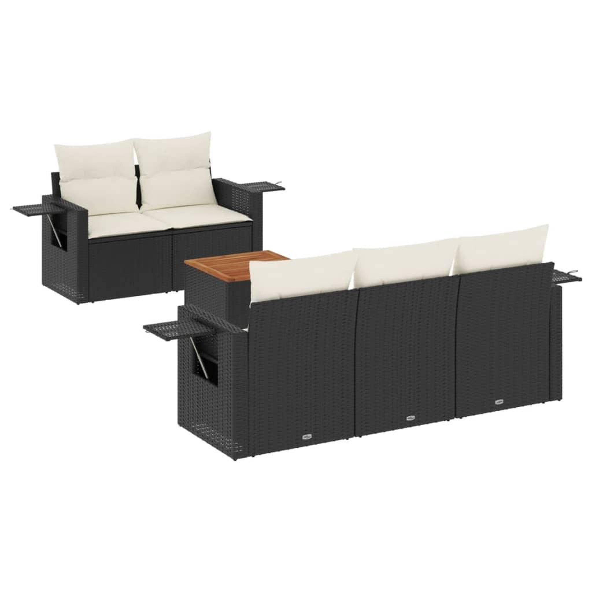 Voir la diapositive 2 : VIDAXL Salon de jardin 6 pcs avec coussins noir resine tressee
