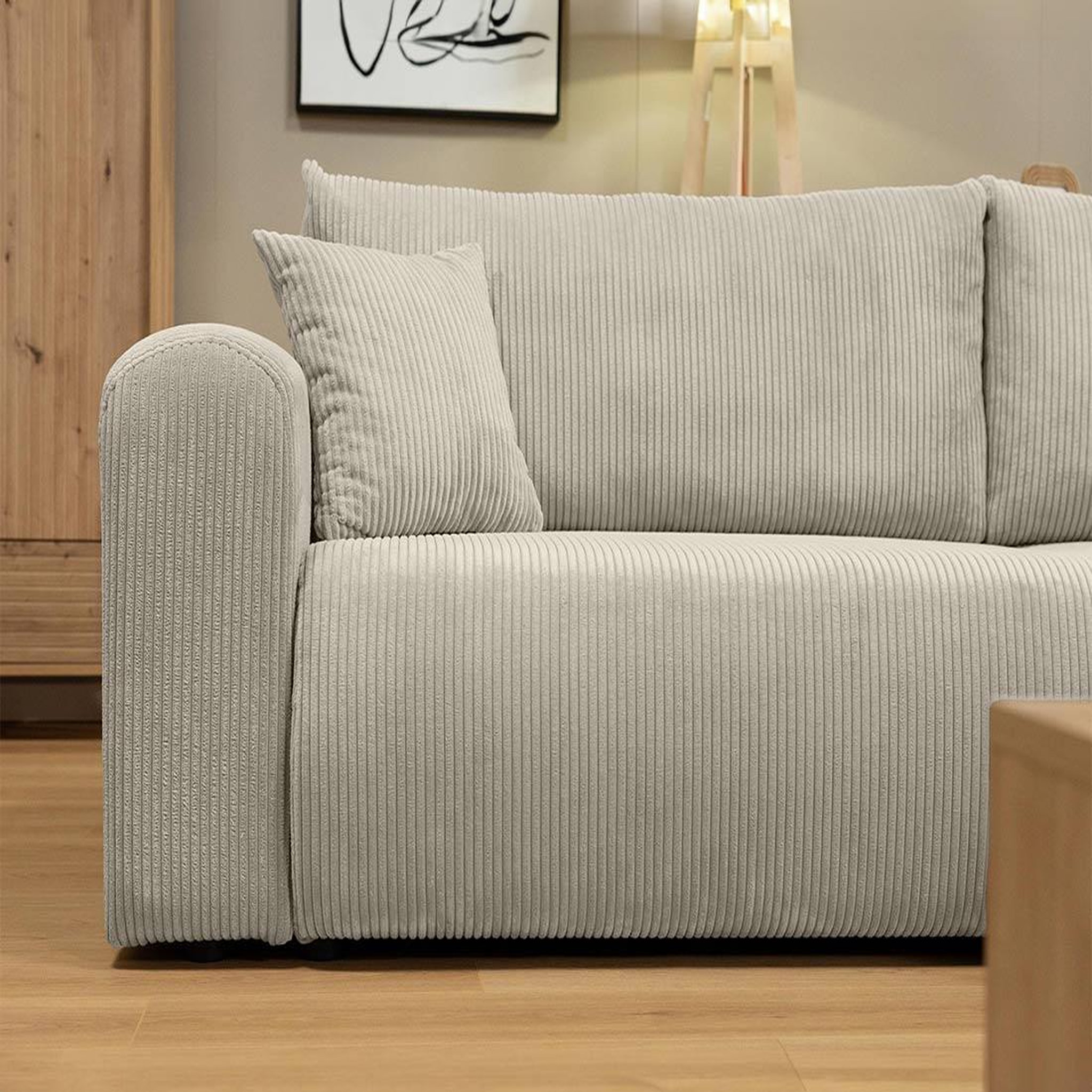 Voir la diapositive 6 : BEST MOBILIER Naomi - canapé d'angle réversible 4 places convertible avec coffre en velours côtelé